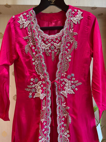 magenta 2-piece Indo-Western