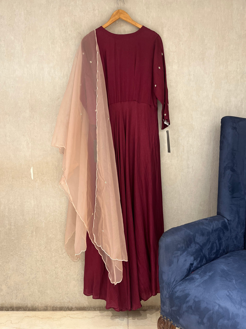 Wine and Peach Anarkali Suit