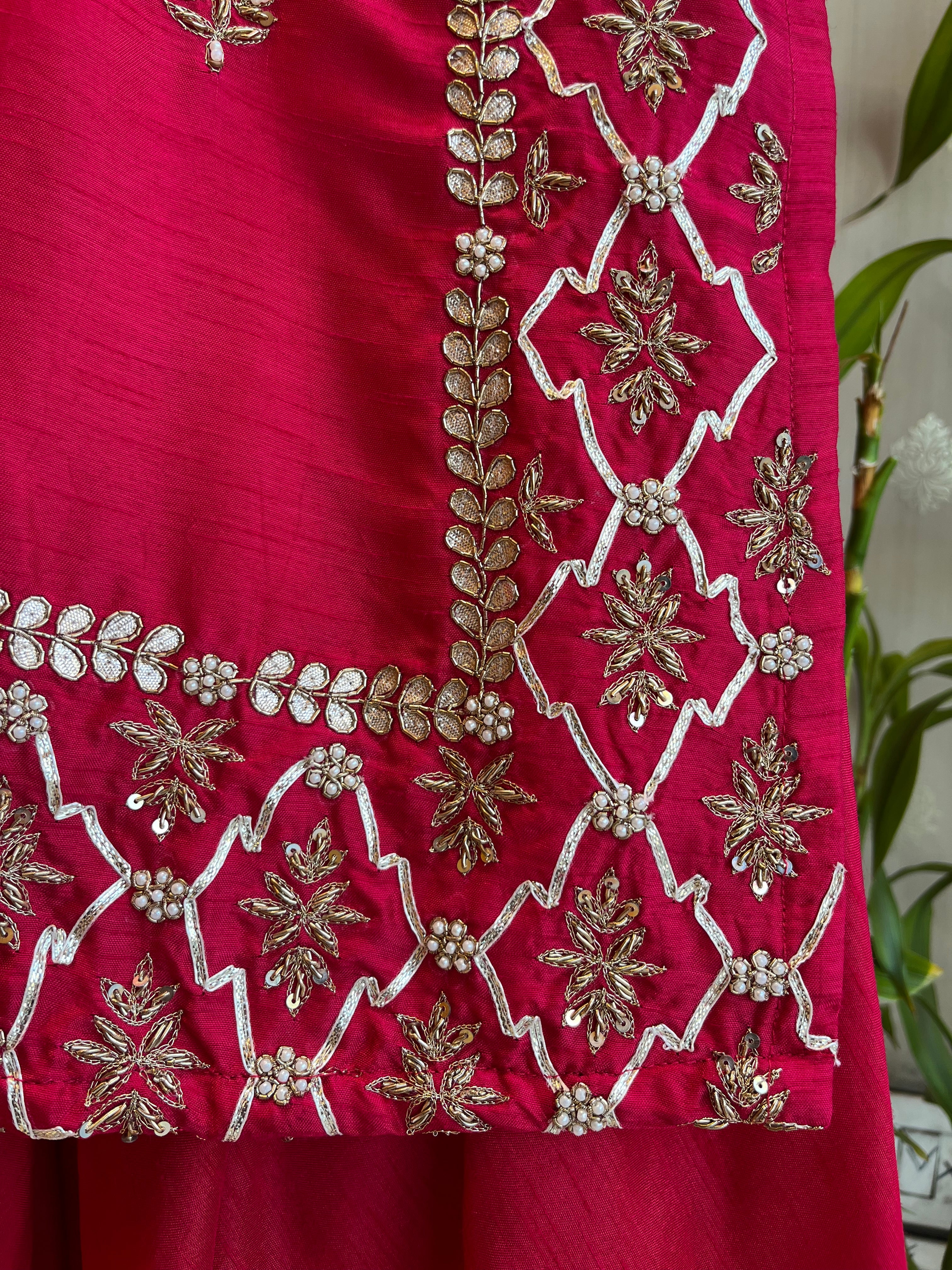 magenta gotta patti suit set