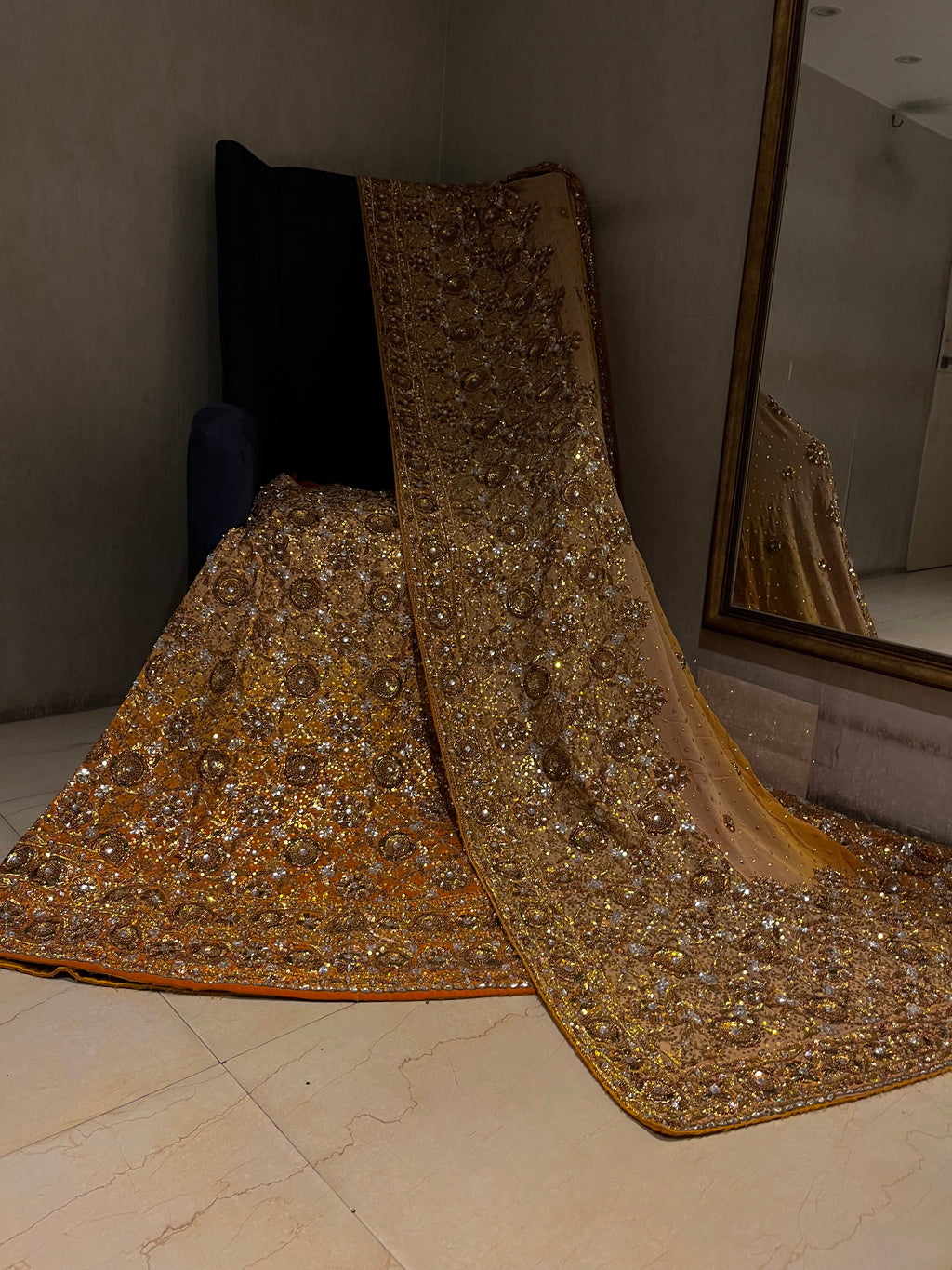 Golden Yellow Zardozi Bridal Lehenga Set