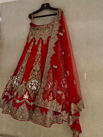 Bridal Red Zardozi lehenga set