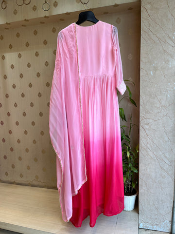 Rose Pink Ombré Anarkali Suit