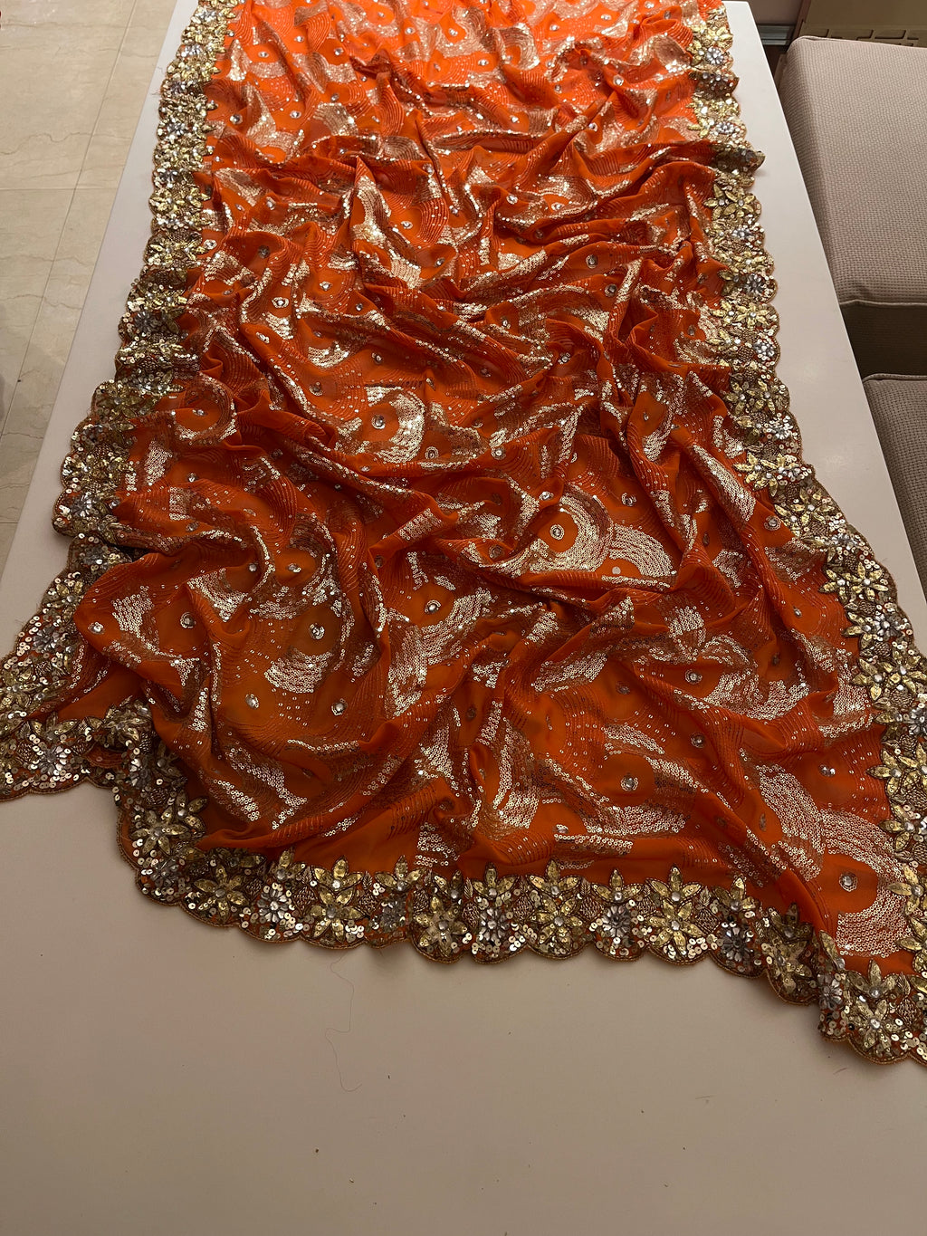 Rust Orange Saree