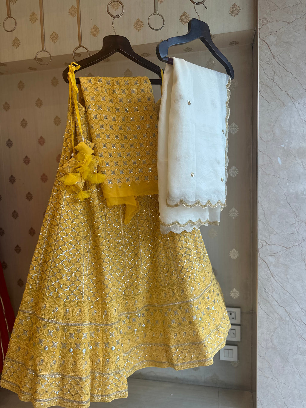 Bright Yellow Lucknowi lehenga