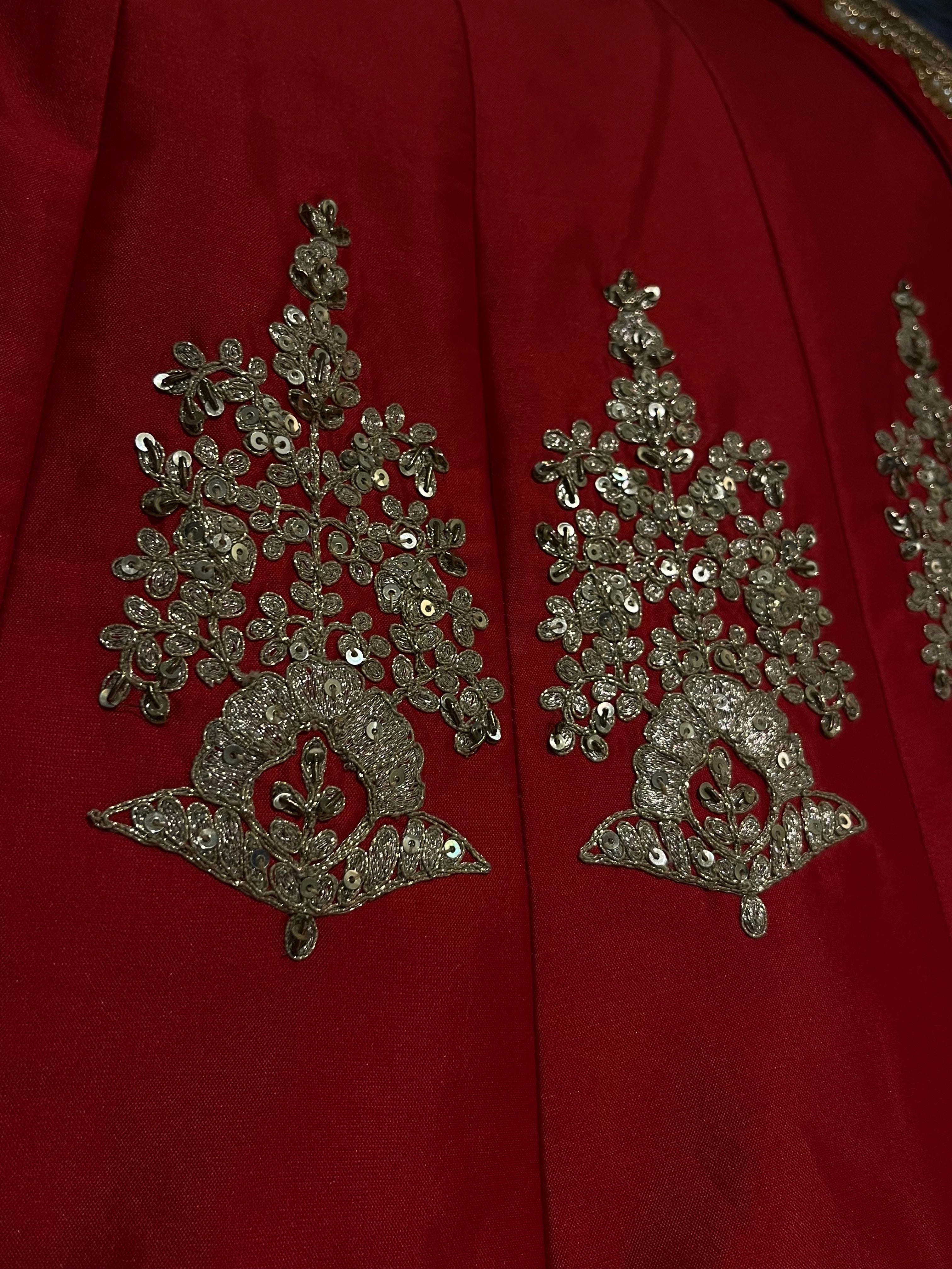 Bridal Red layered lehenga set