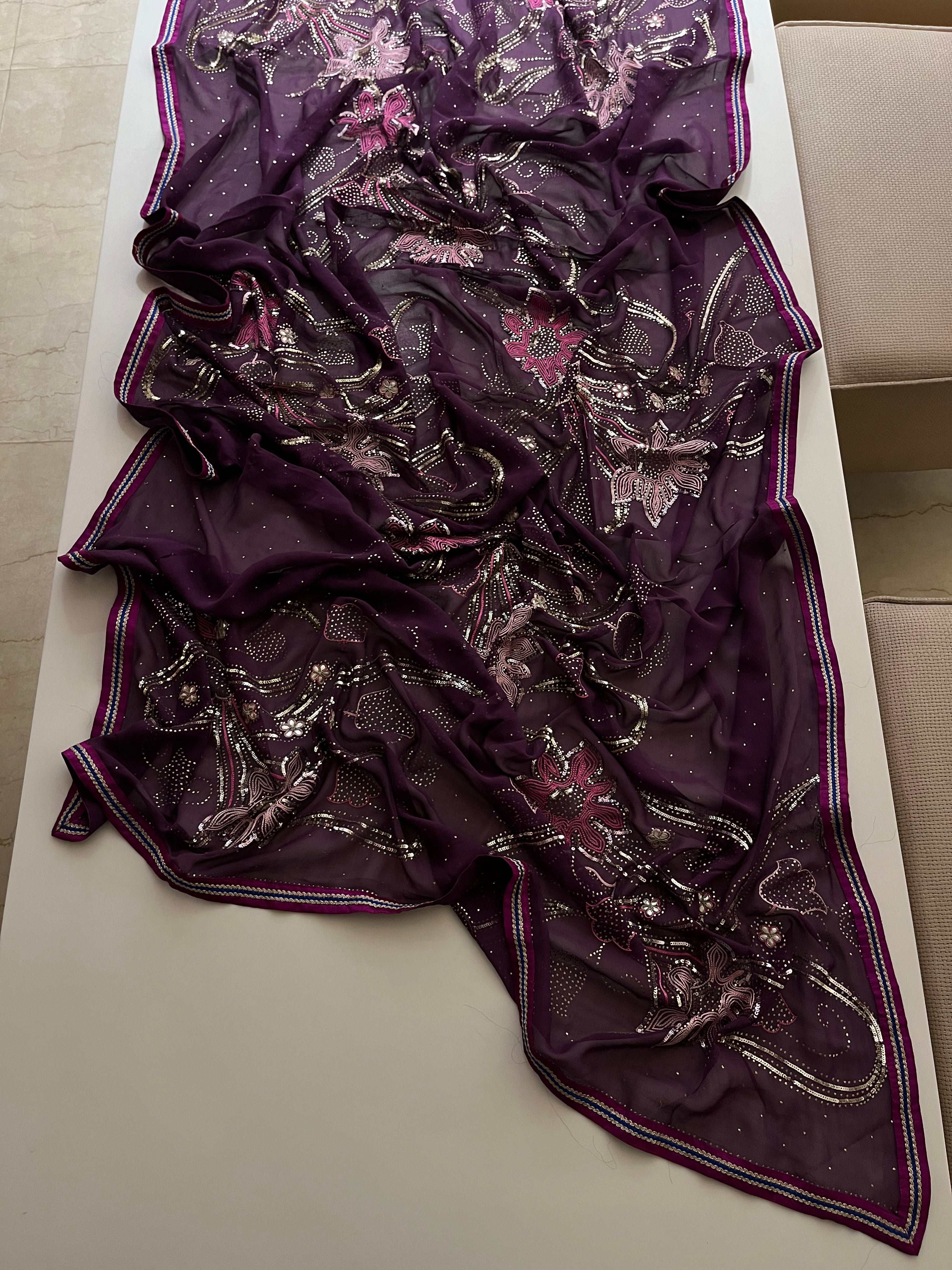 Grape Pure Georgette Saree