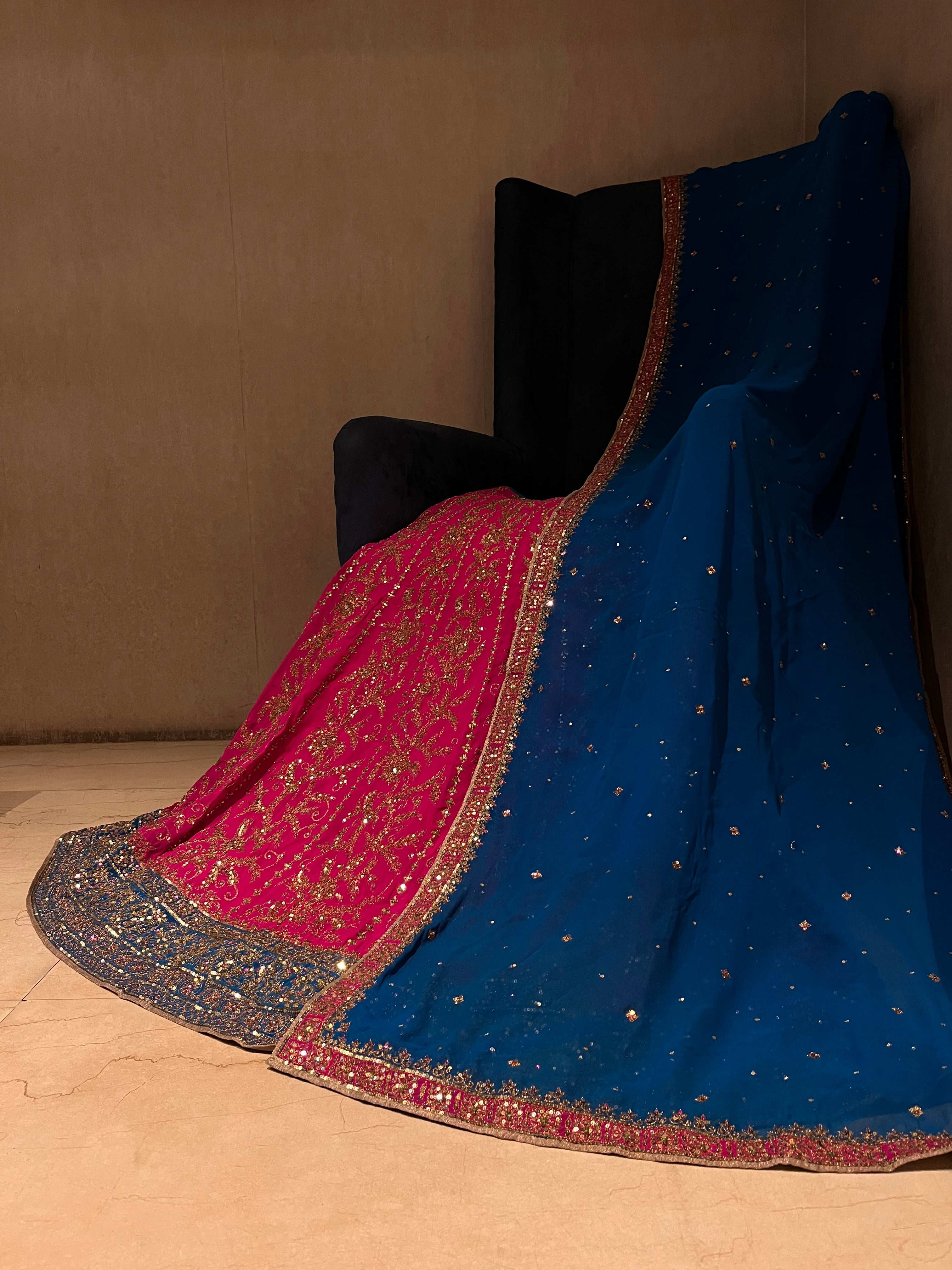 Pink Nd Blue Girly Lehenga Set