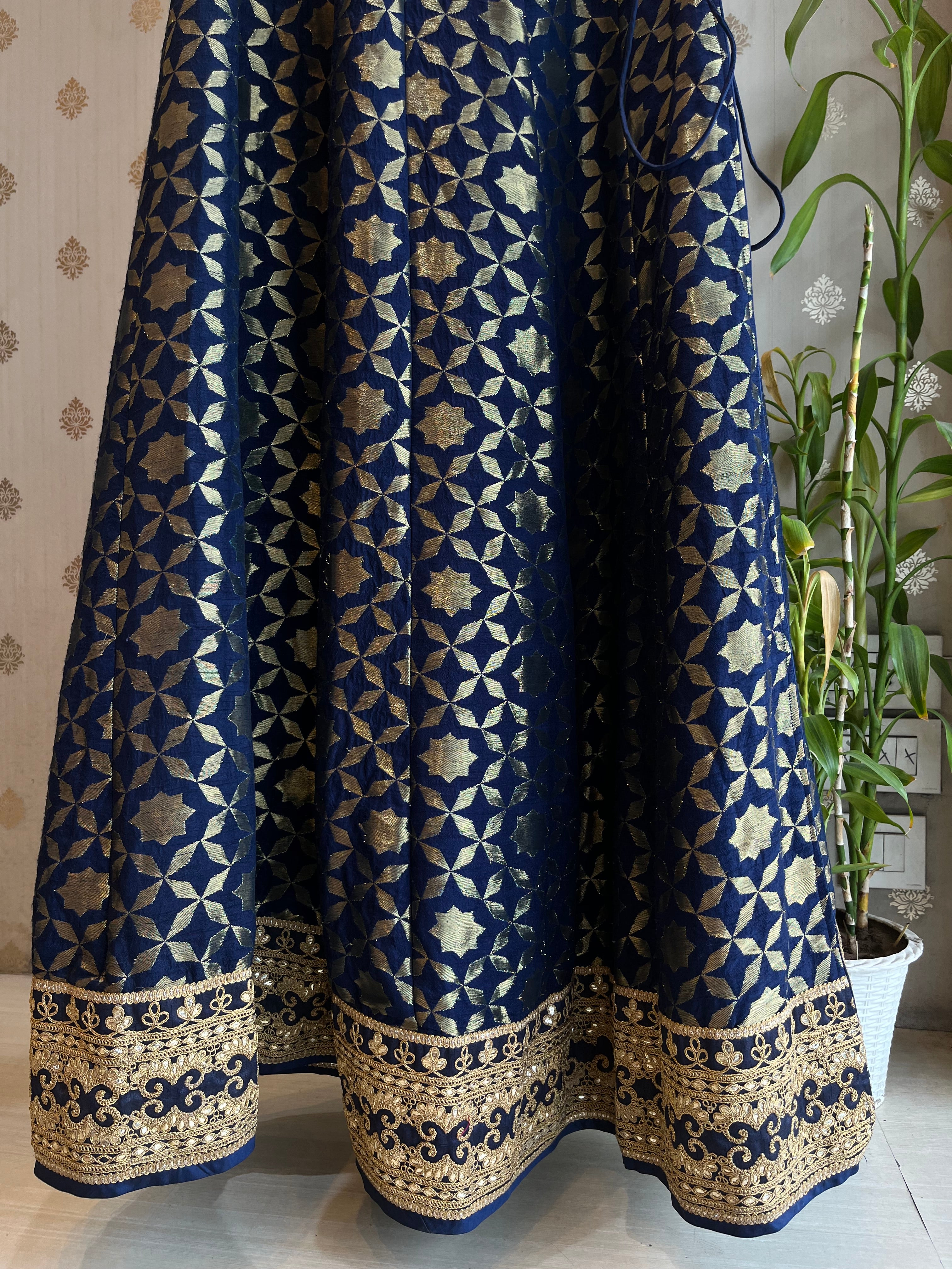 Midnight Blue Banarasi Angrakha
