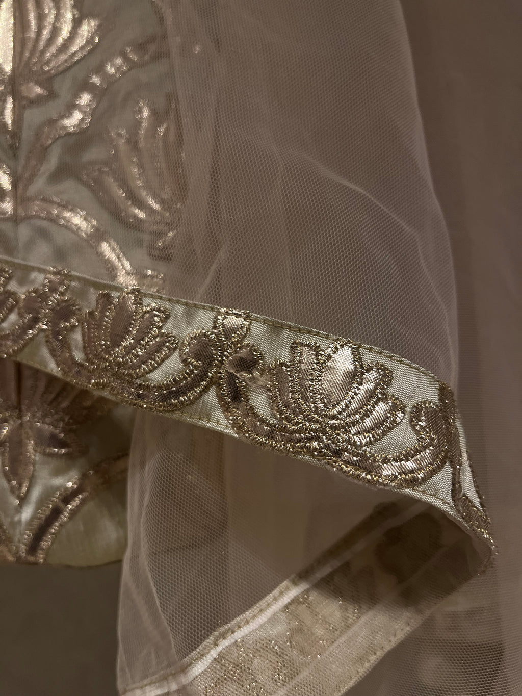 Gold Raw Silk Lotus Lehenga Set