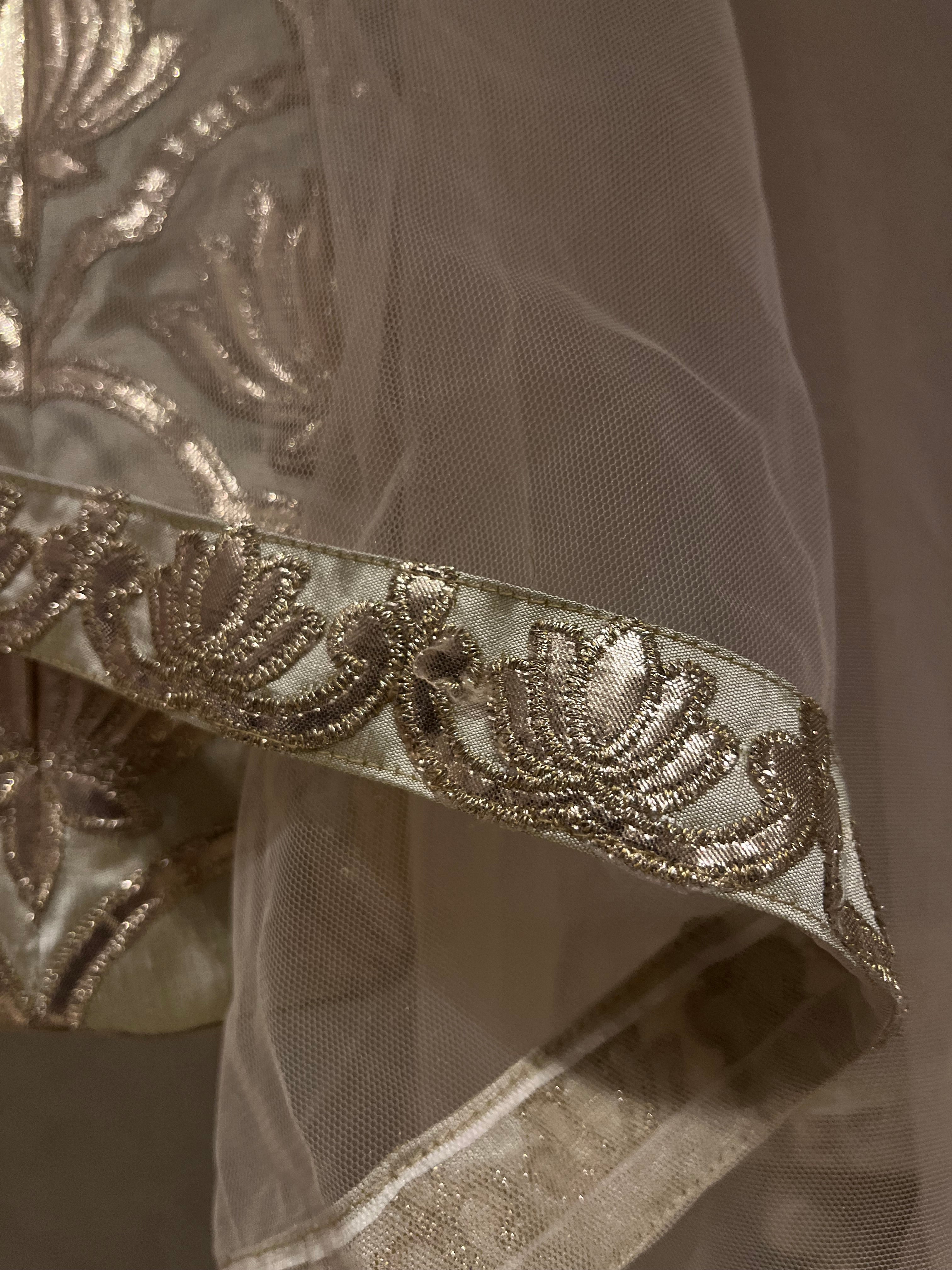 Gold Raw Silk Lotus Lehenga Set