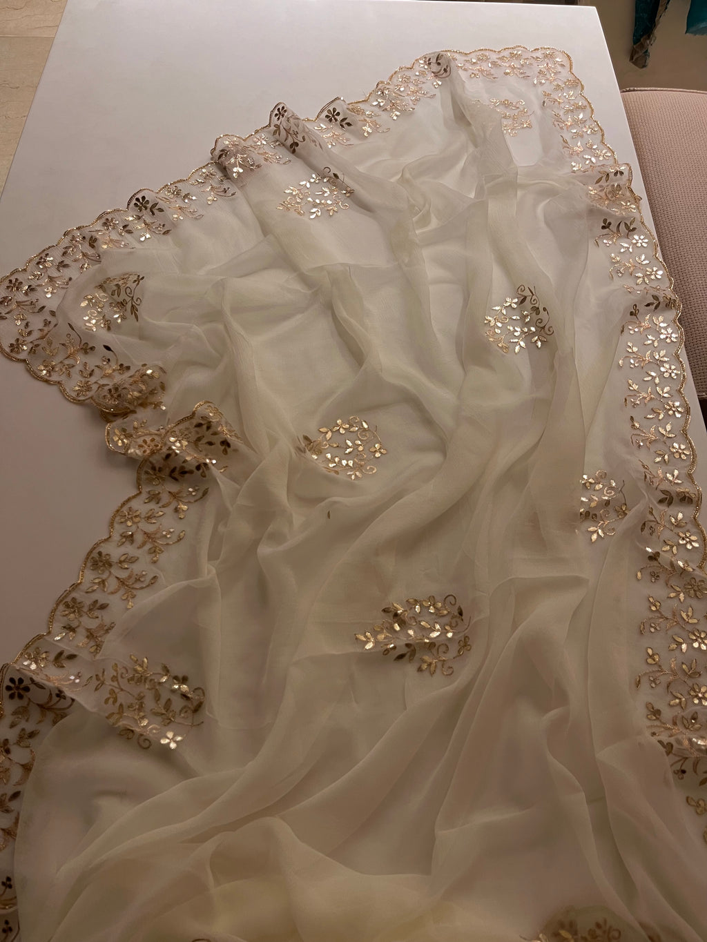 Ivory Traditional Gotta Saree