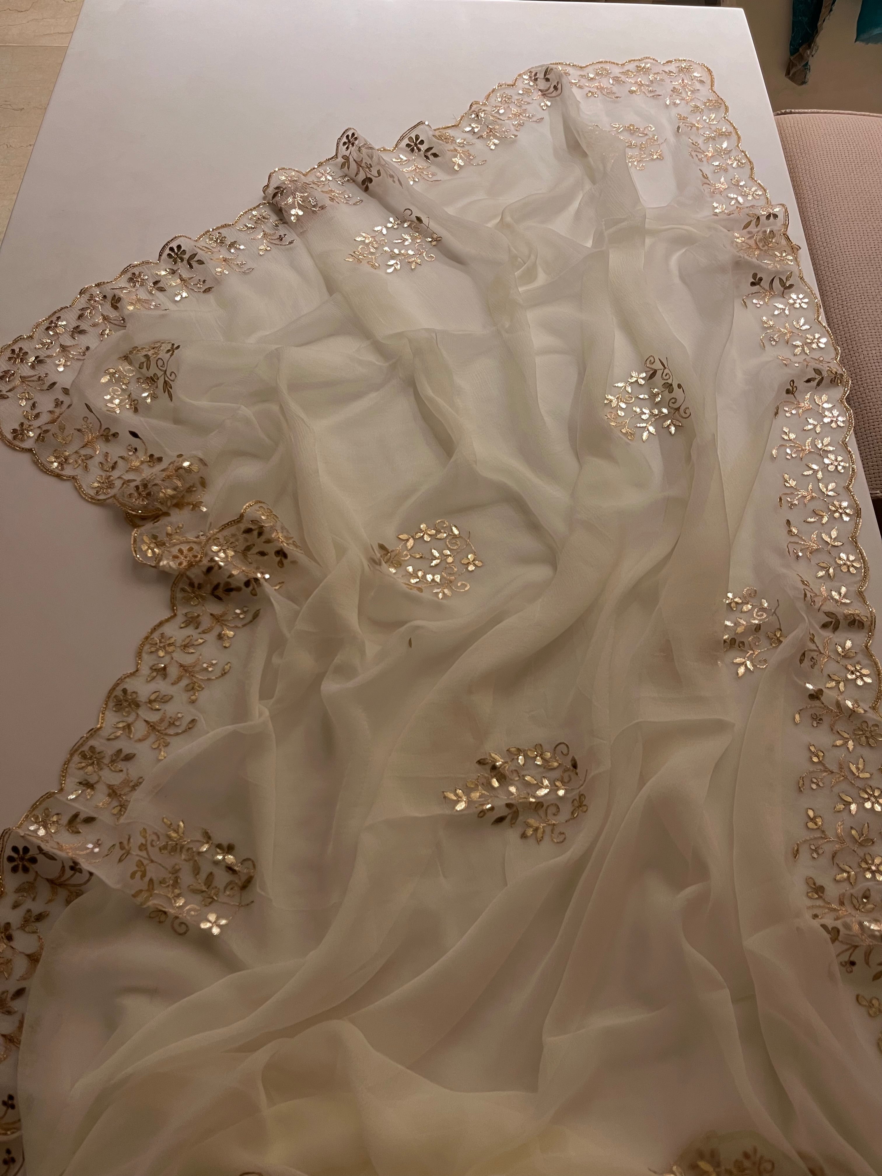 Ivory Traditional Gotta Saree