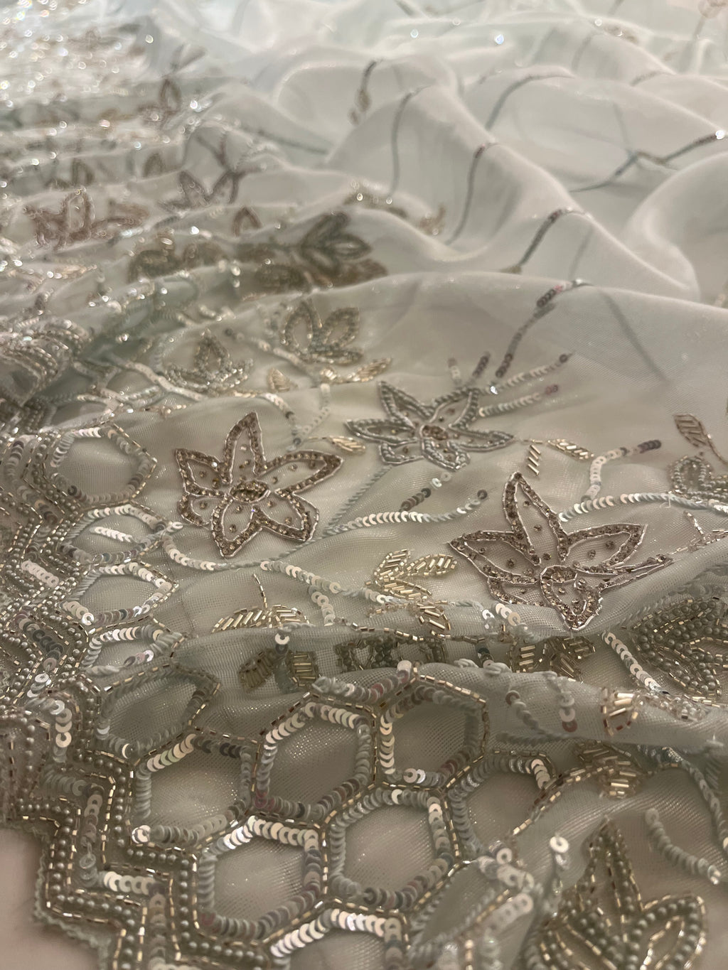 Powder Blue Sequins Saree