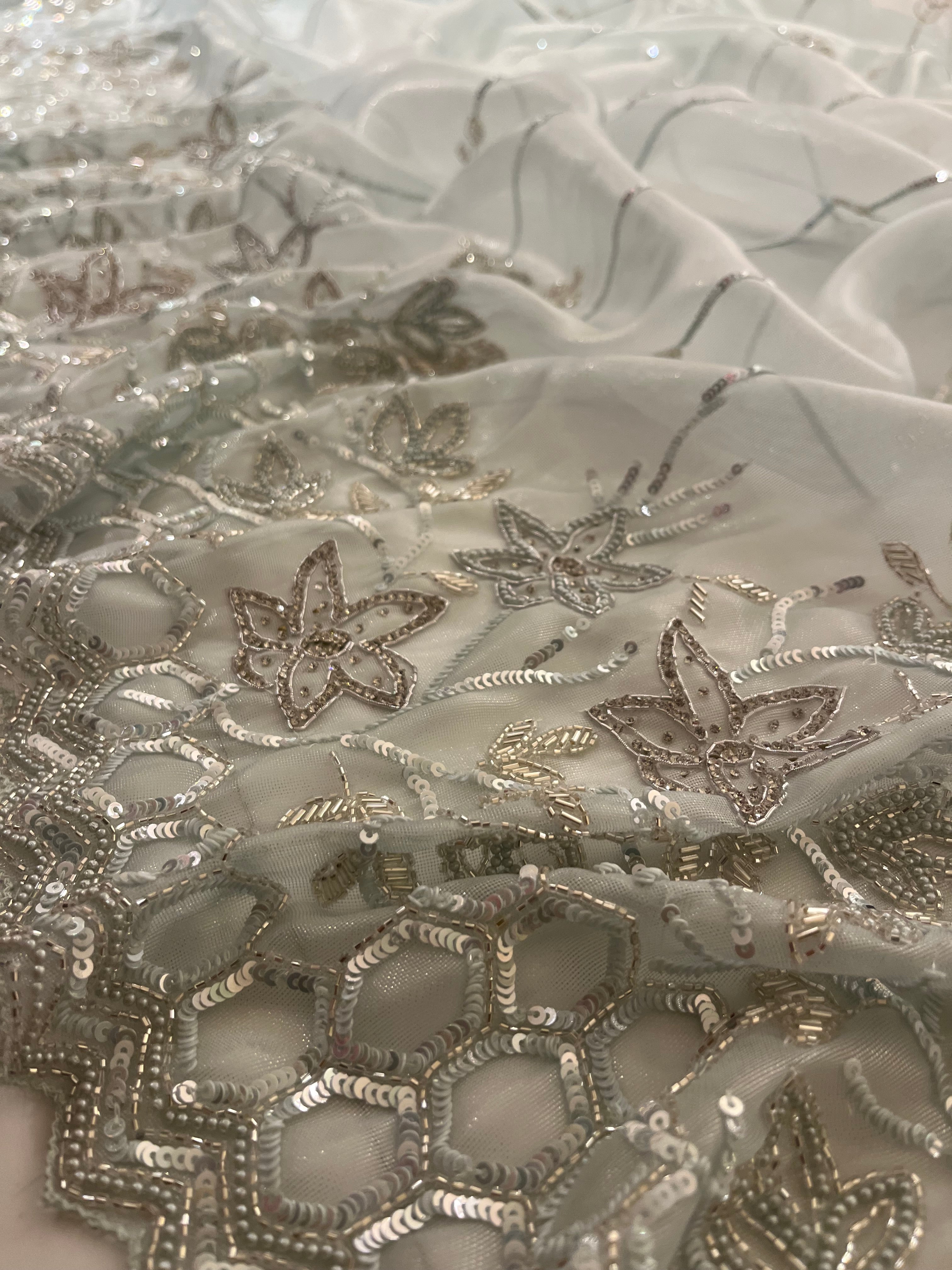 Powder Blue Sequins Saree