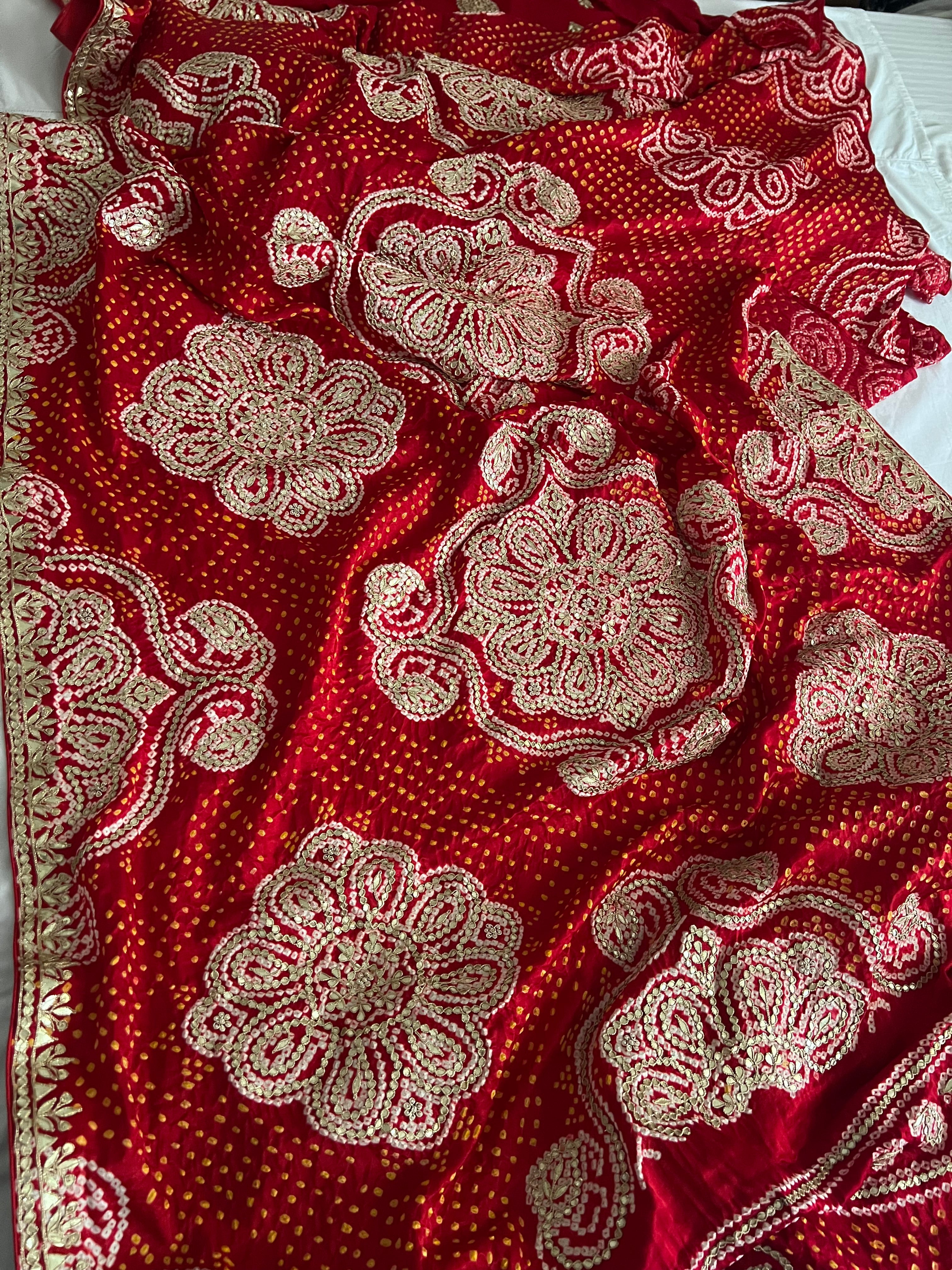Beautiful Heavy Pure Gajji Silk Bandhej saree