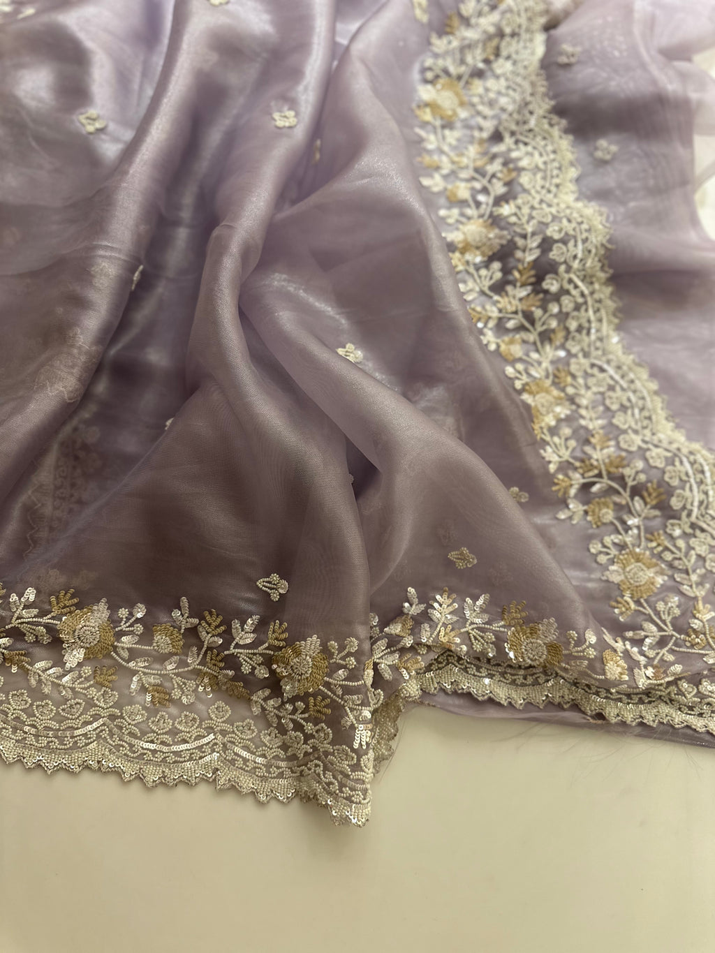 Mauve Tissue Handwork saree