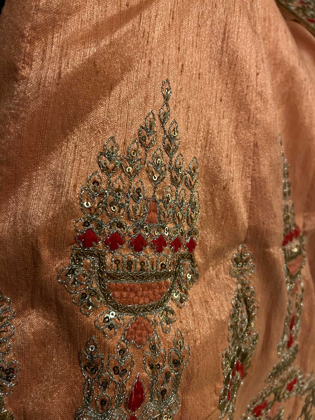 Peach Raw Silk Lehenga
