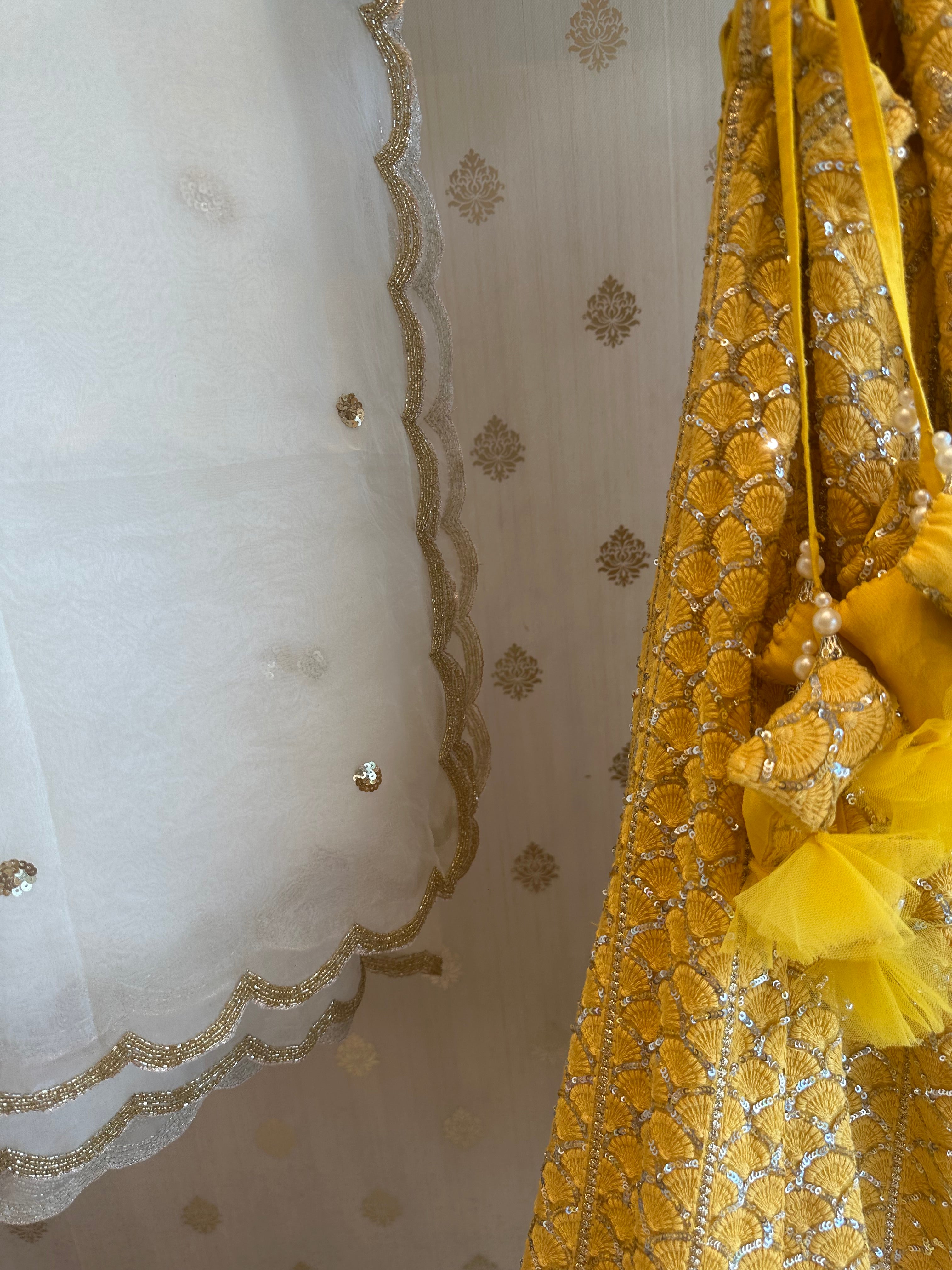 Bright Yellow Lucknowi lehenga