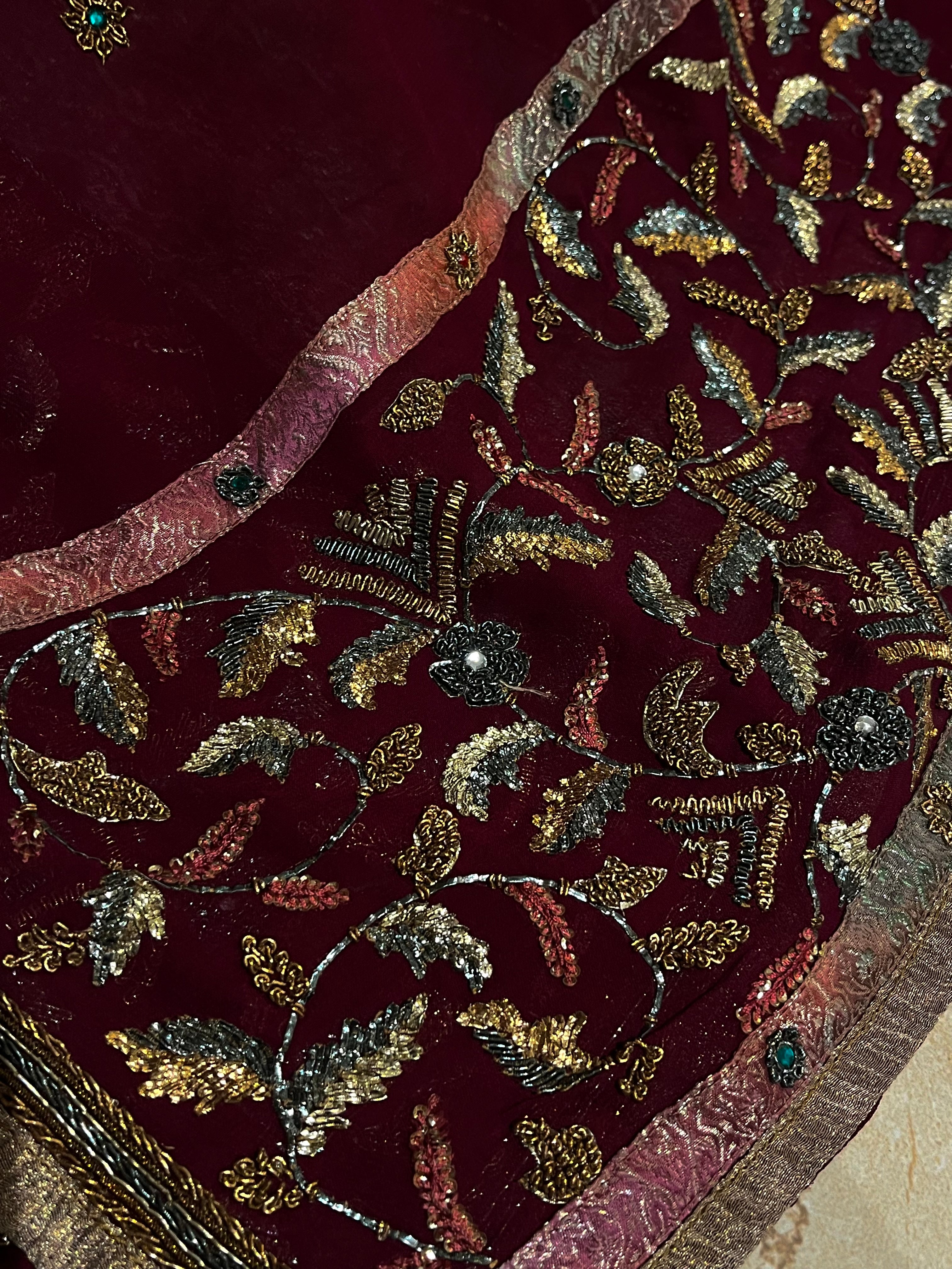 Silk And georgette Kali Lehenga Set