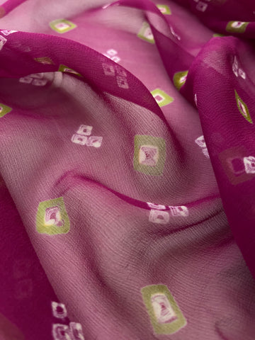 Pure Chiffon Hand Bandej Saree