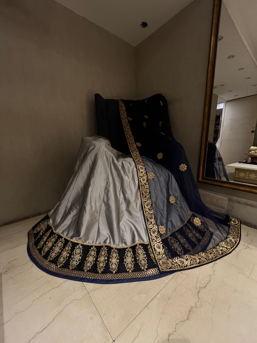 Grey & Navy lehenga set