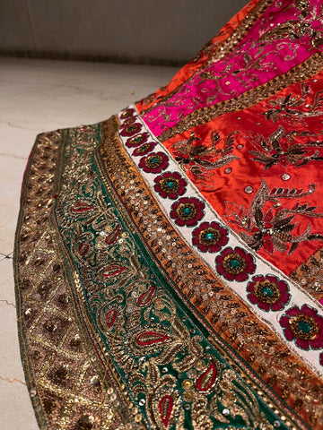 multicoloured kali lehenga set