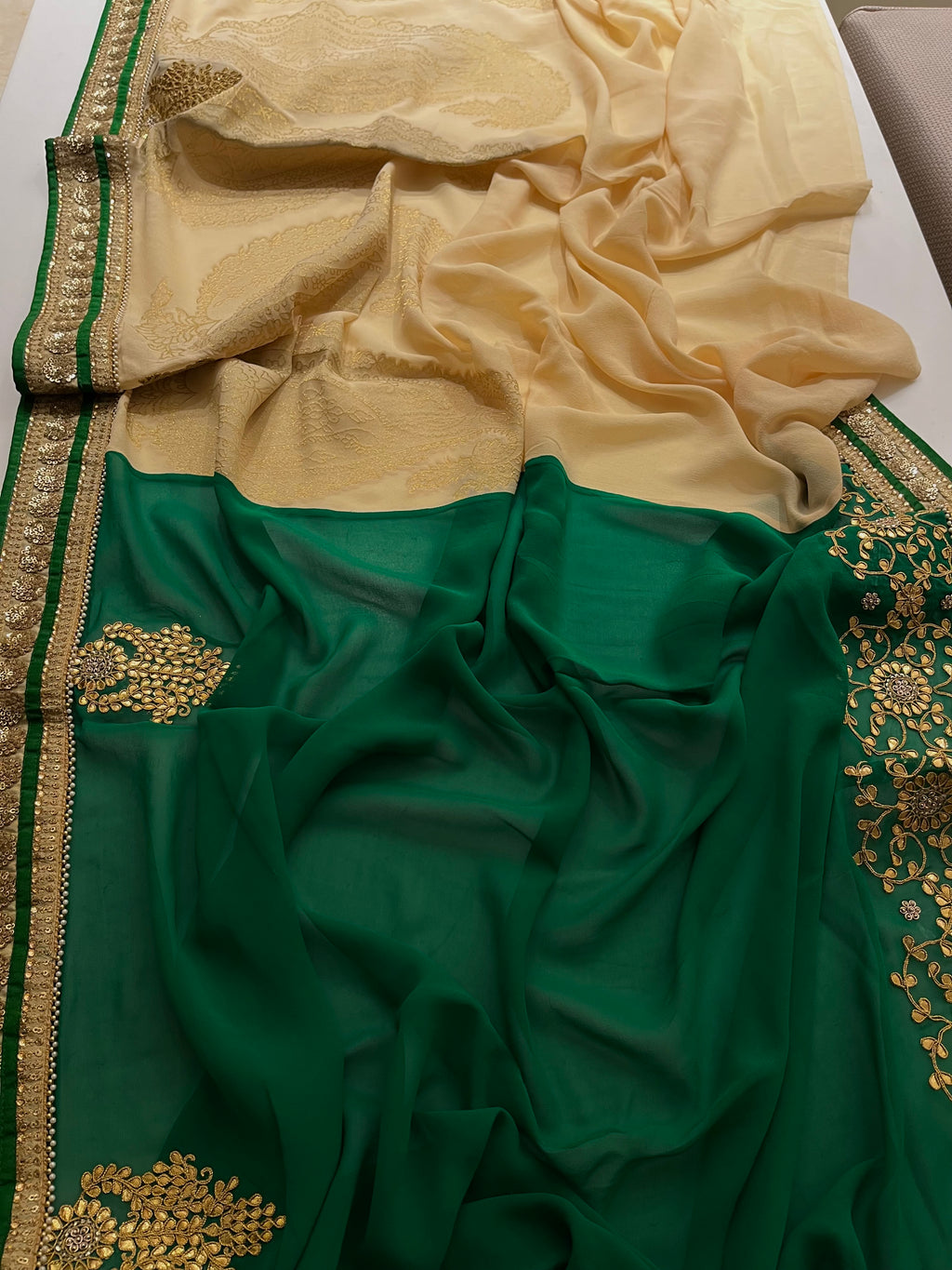 madhuri dixit designer half-half saree