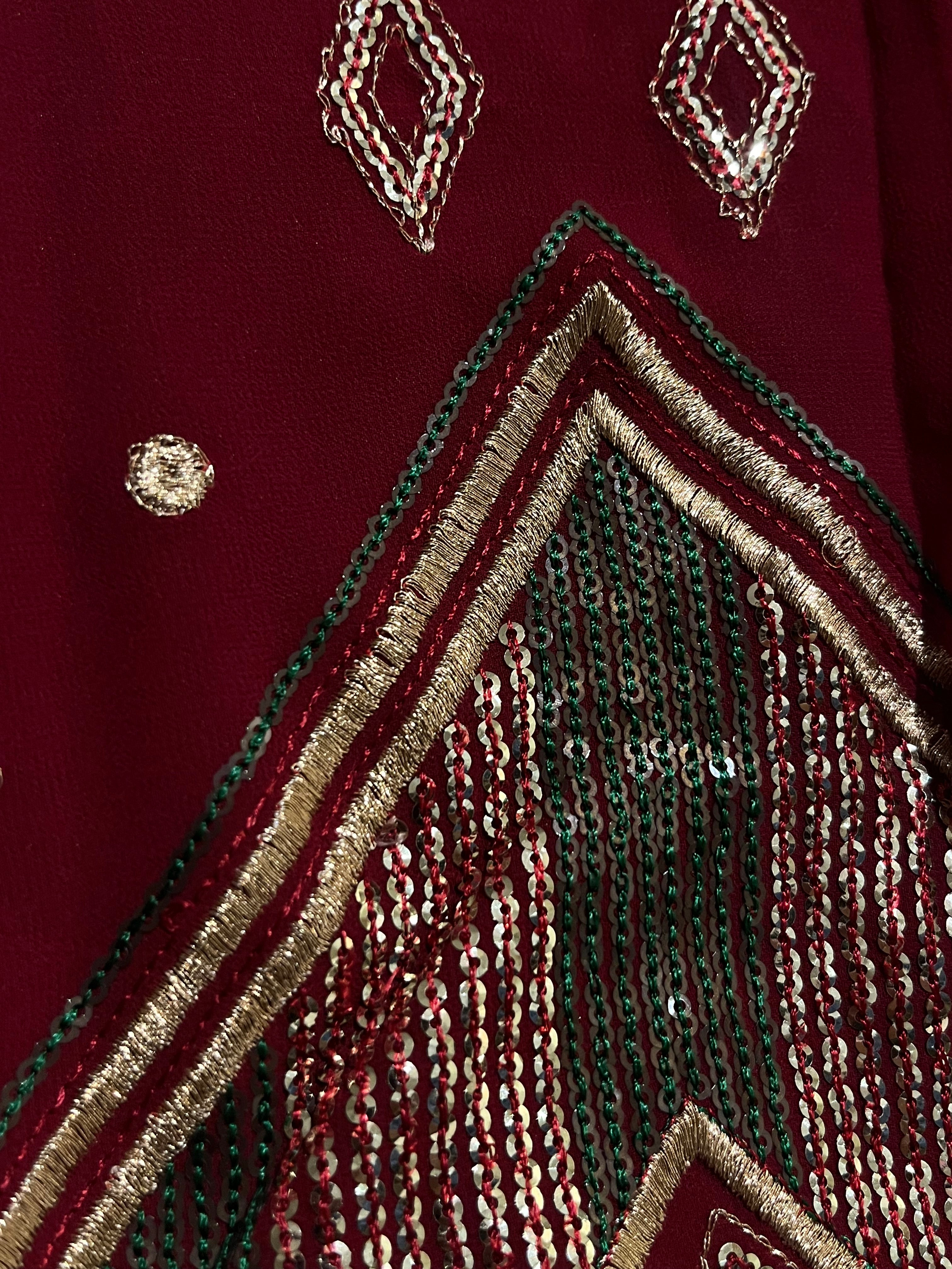 Deep Red Sequins Lehenga Set