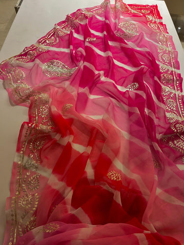 Lehriya handwork saree