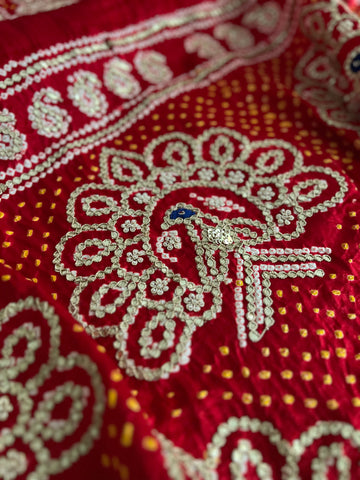 Heavy Pure Gajji Silk Bandhej saree