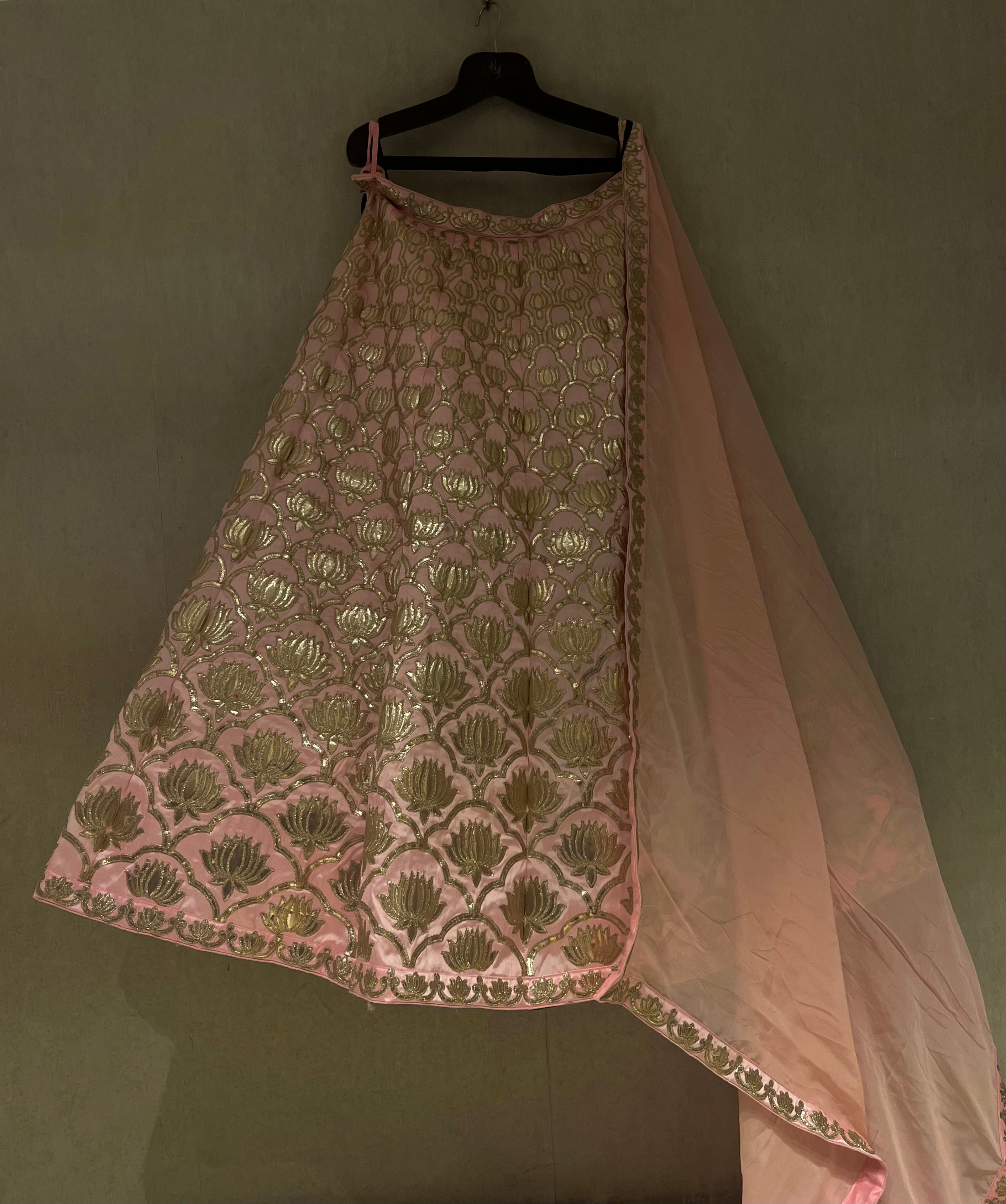 Pastel Pink Lotus Lehenga Set