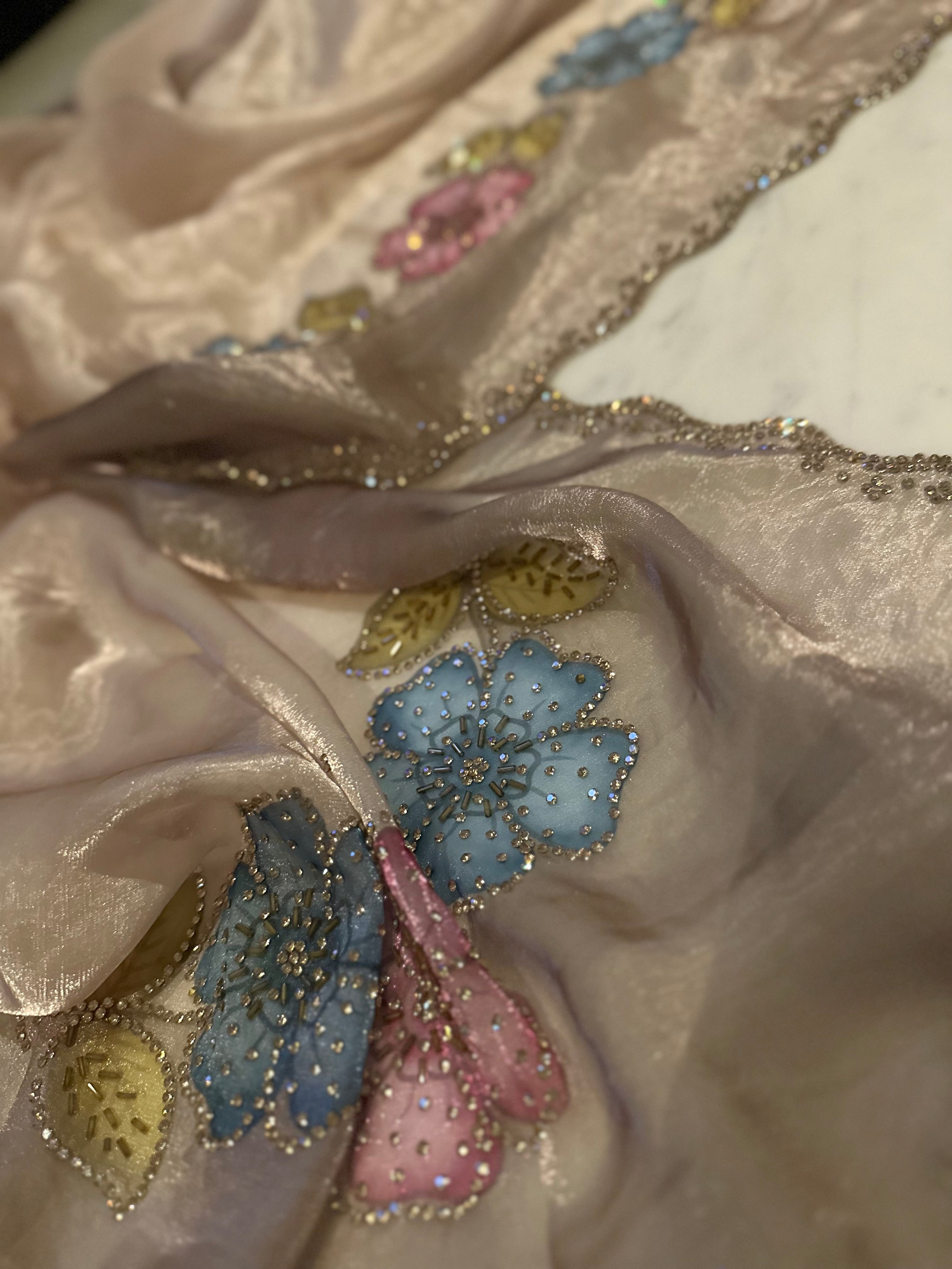 Angelic Flora Gold Swarovski Saree