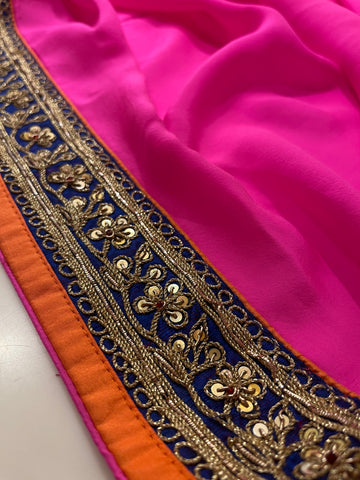 Hot Pink Crepe Saree