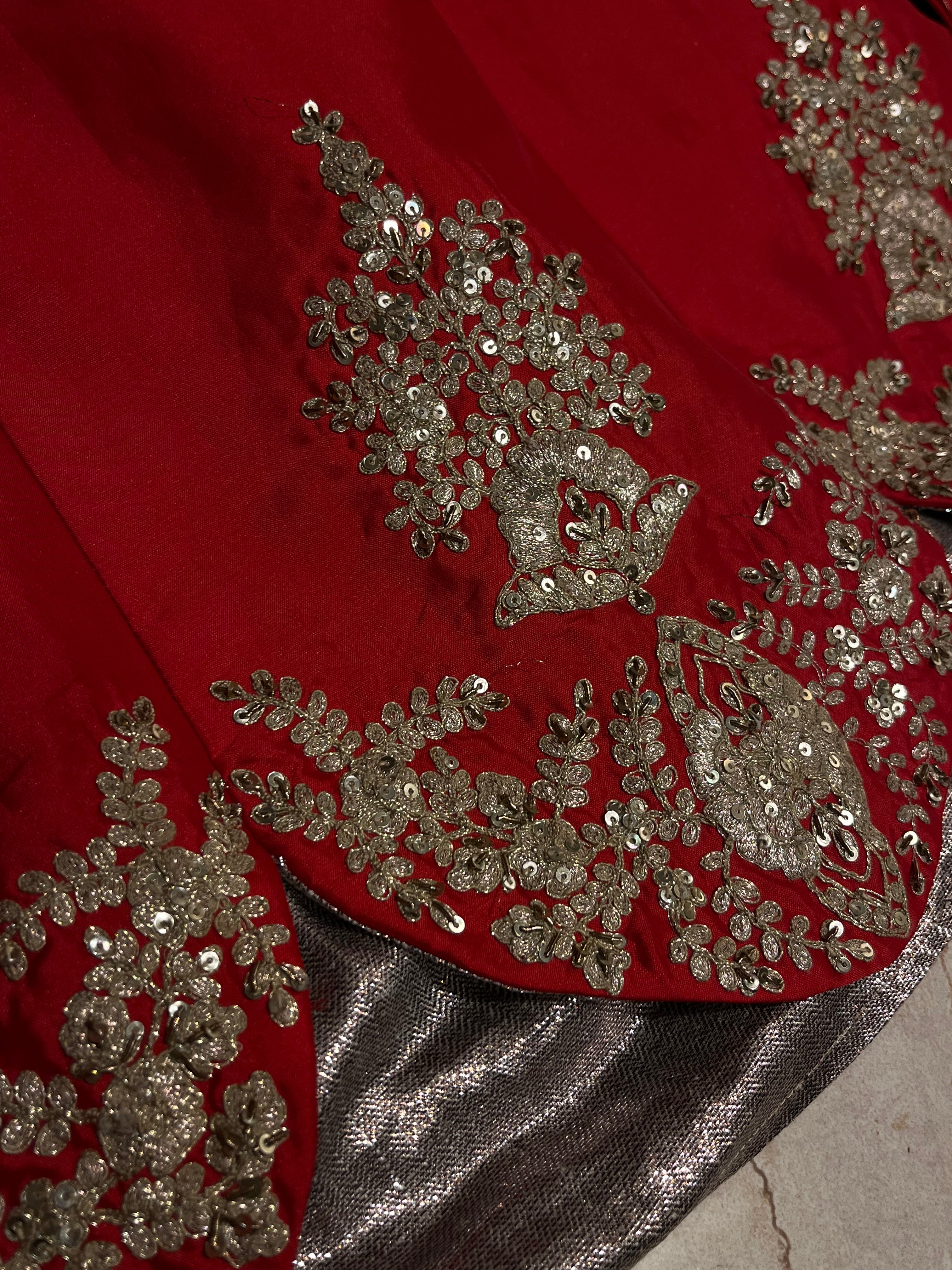 Bridal Red layered lehenga set