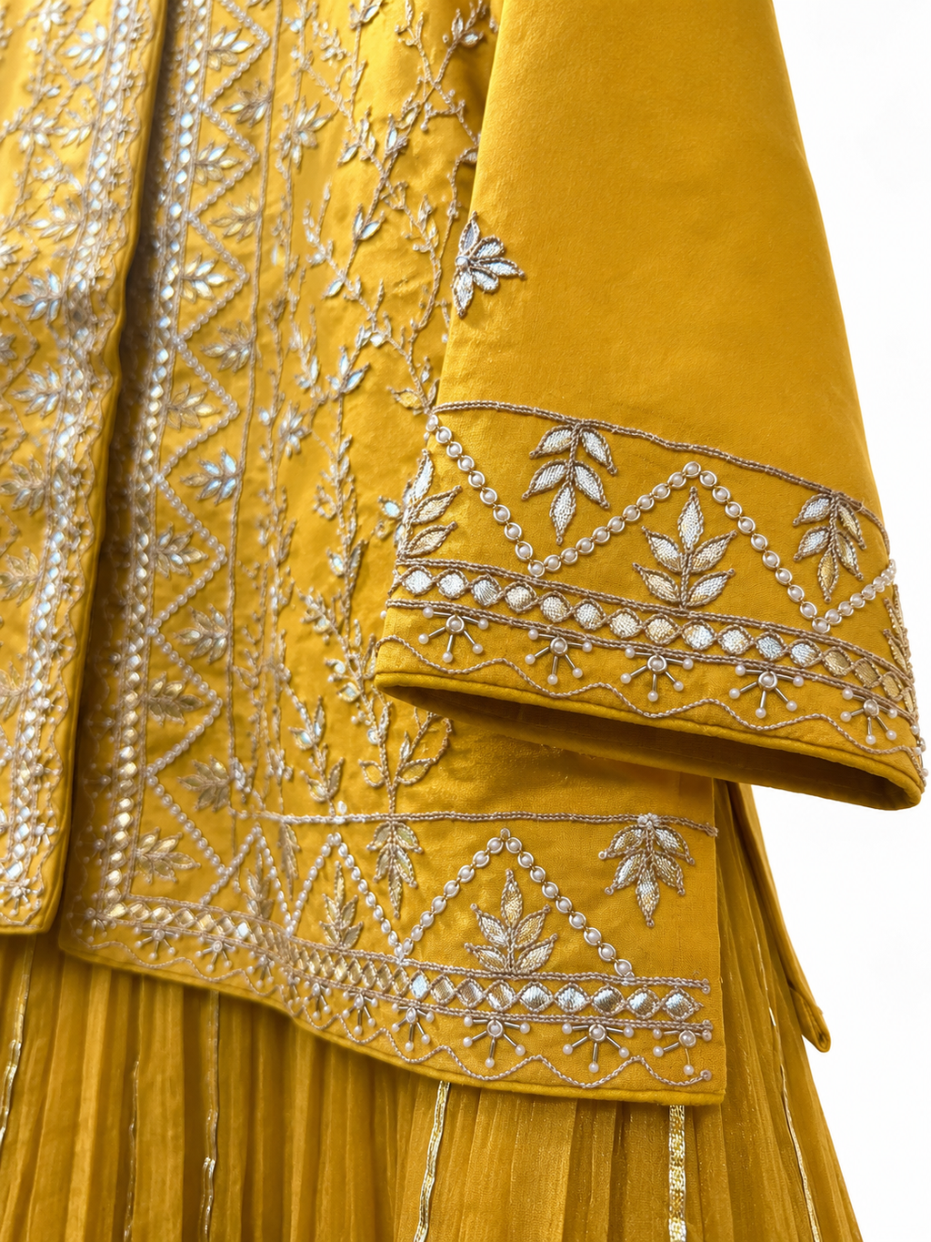 Yellow Indo western lehenga