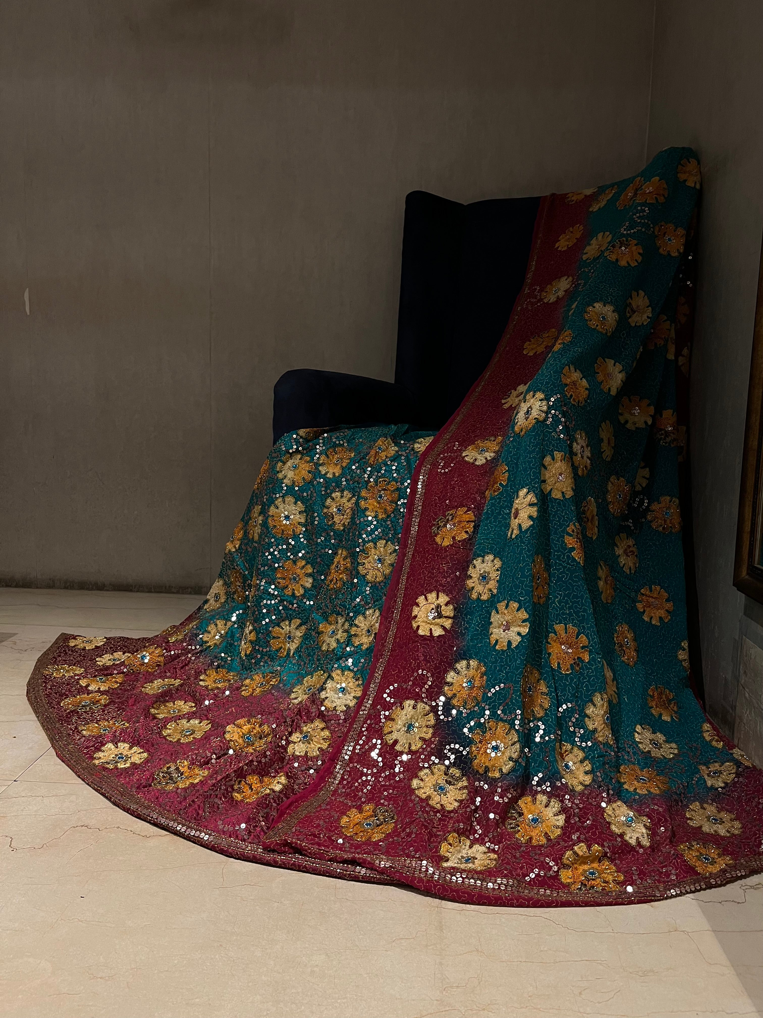 Floral Patch Work Lehenga Set