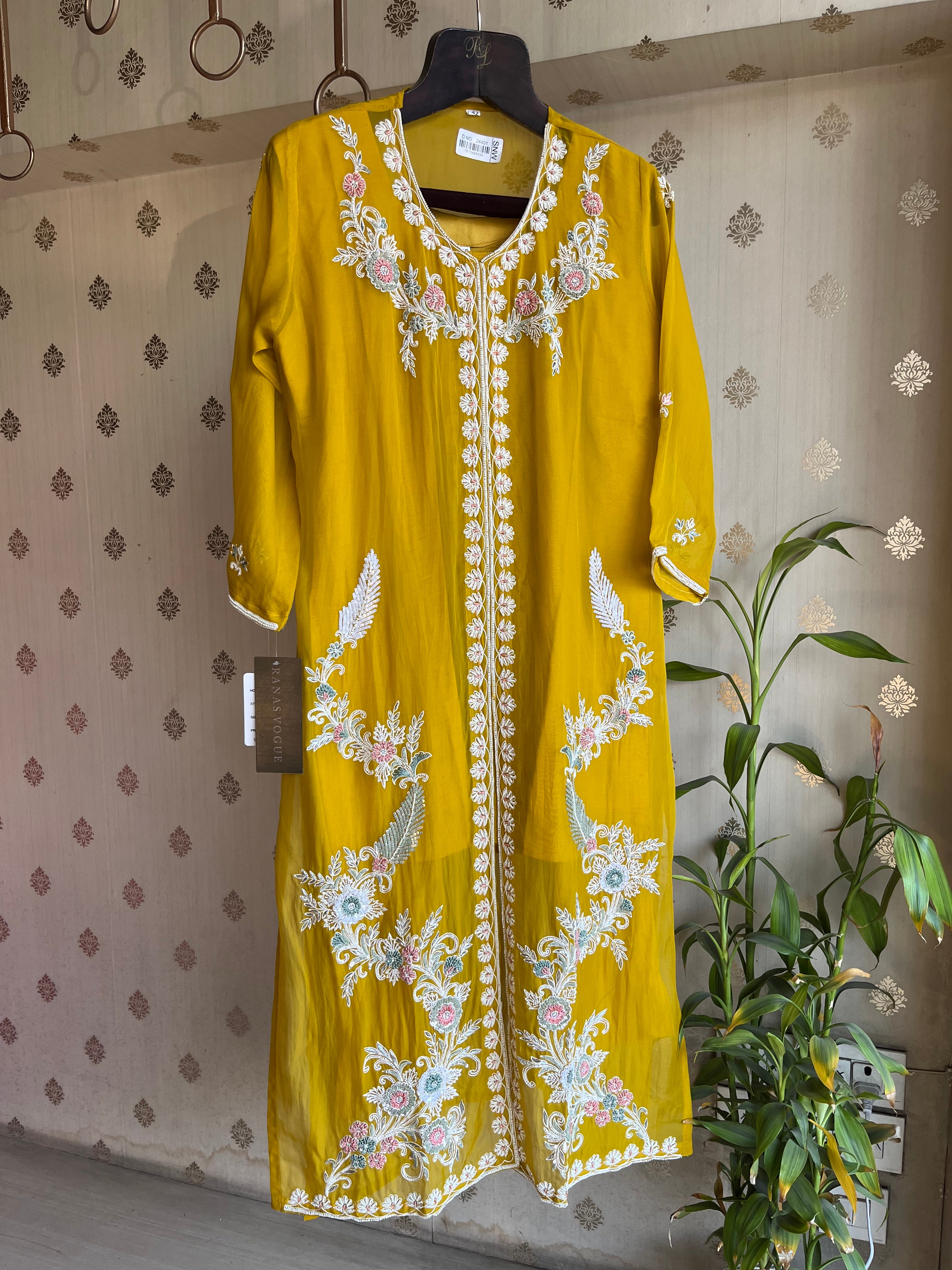 Mustard Organza suit
