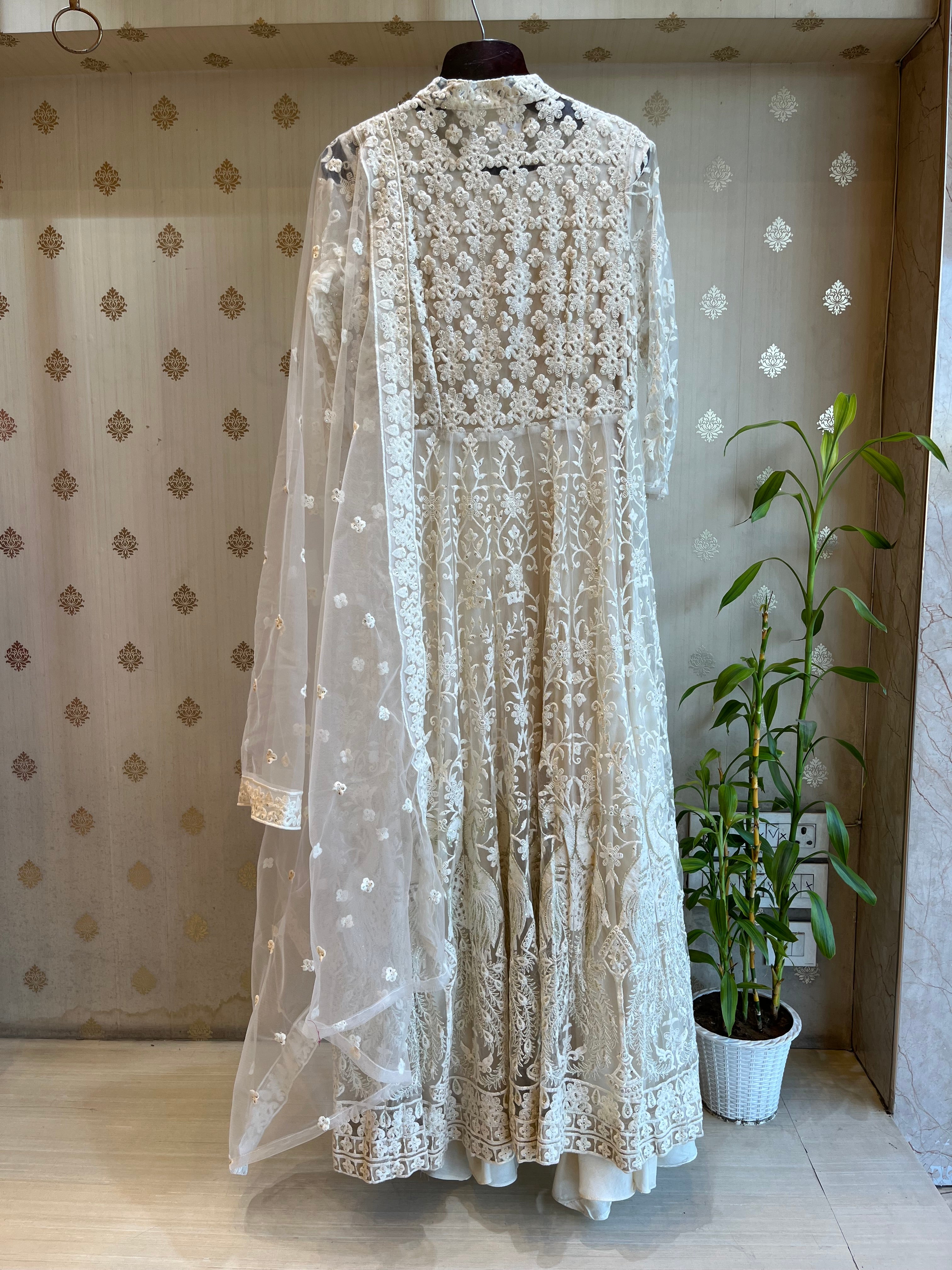 Snow White Embroidery Anarkali