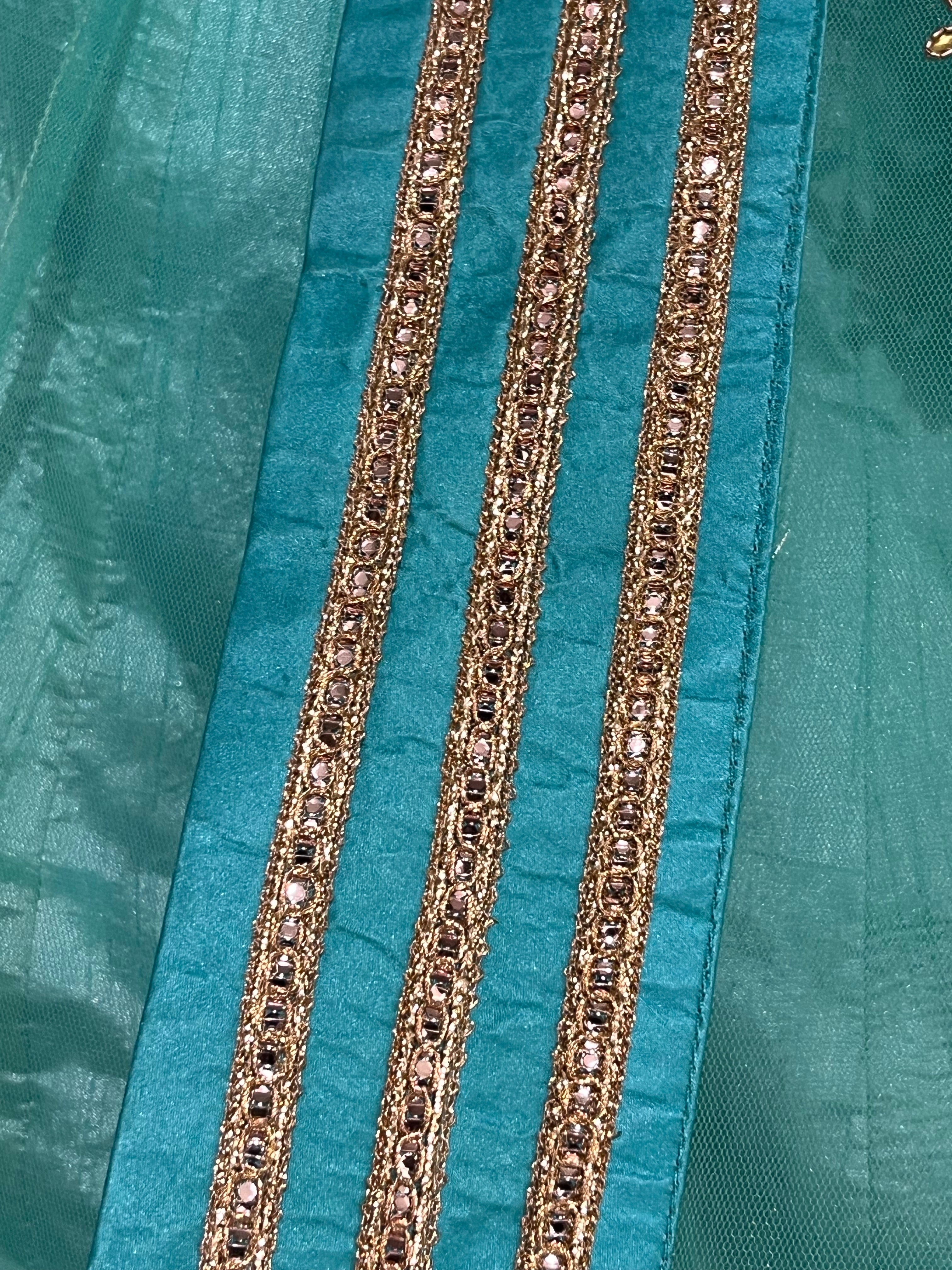 Aqua Blue Net lehenga set