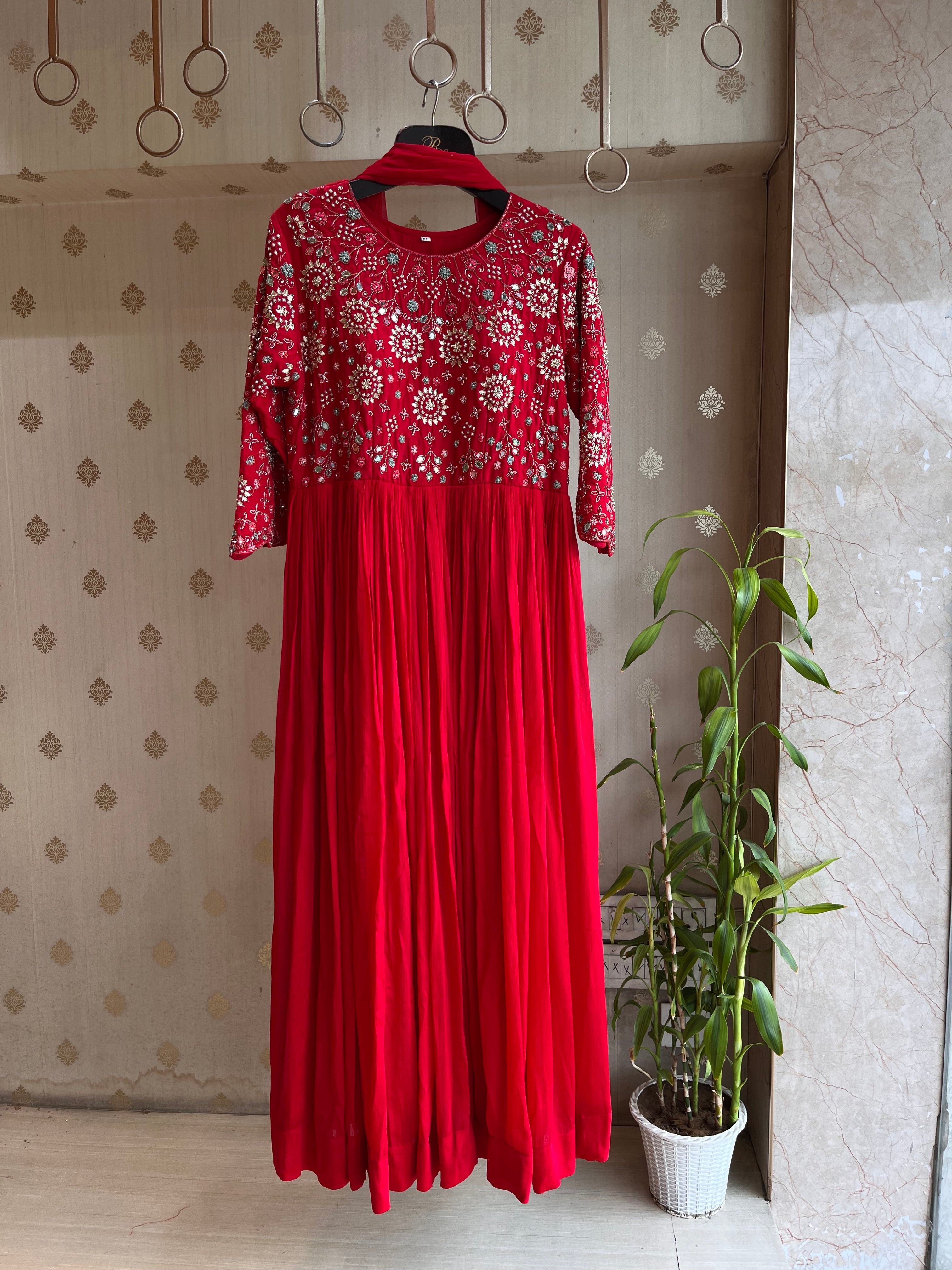 Red Rose Full Anarkali