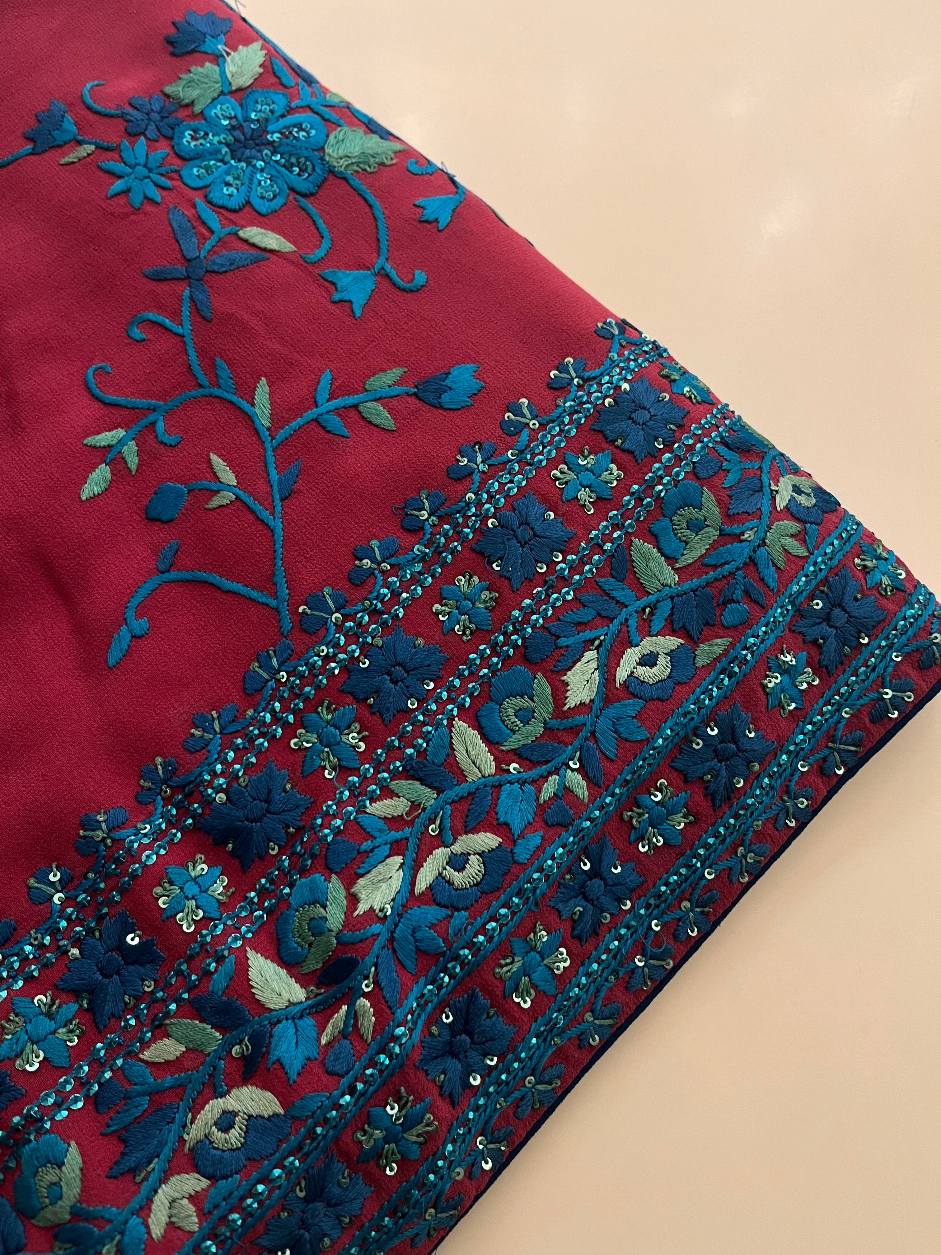Pure Georgette Magenta Saree