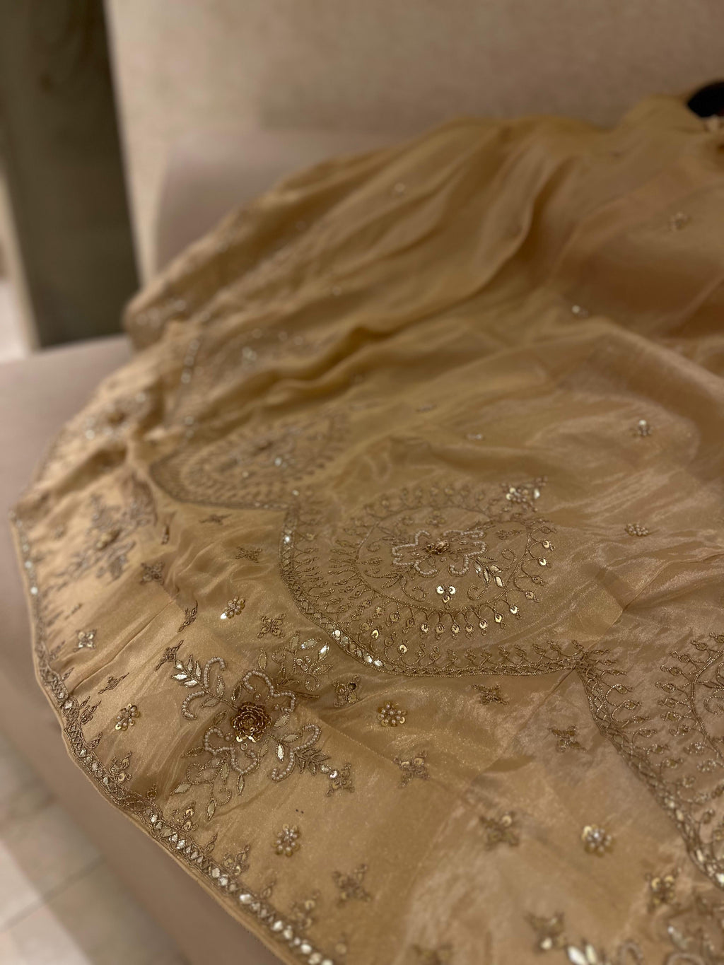 Peach Gotta Patti Lehenga Set