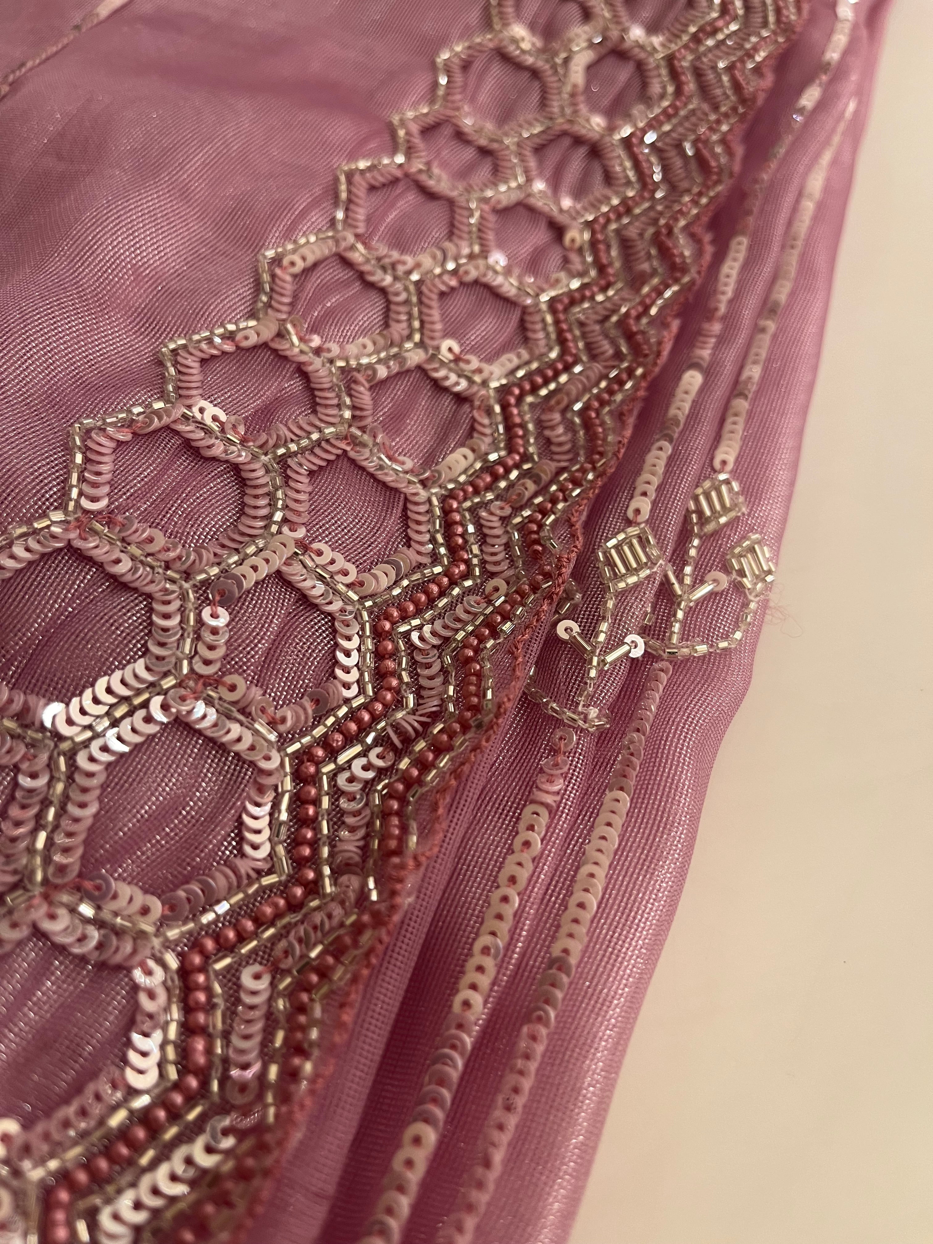Glossy Pink Evening Saree