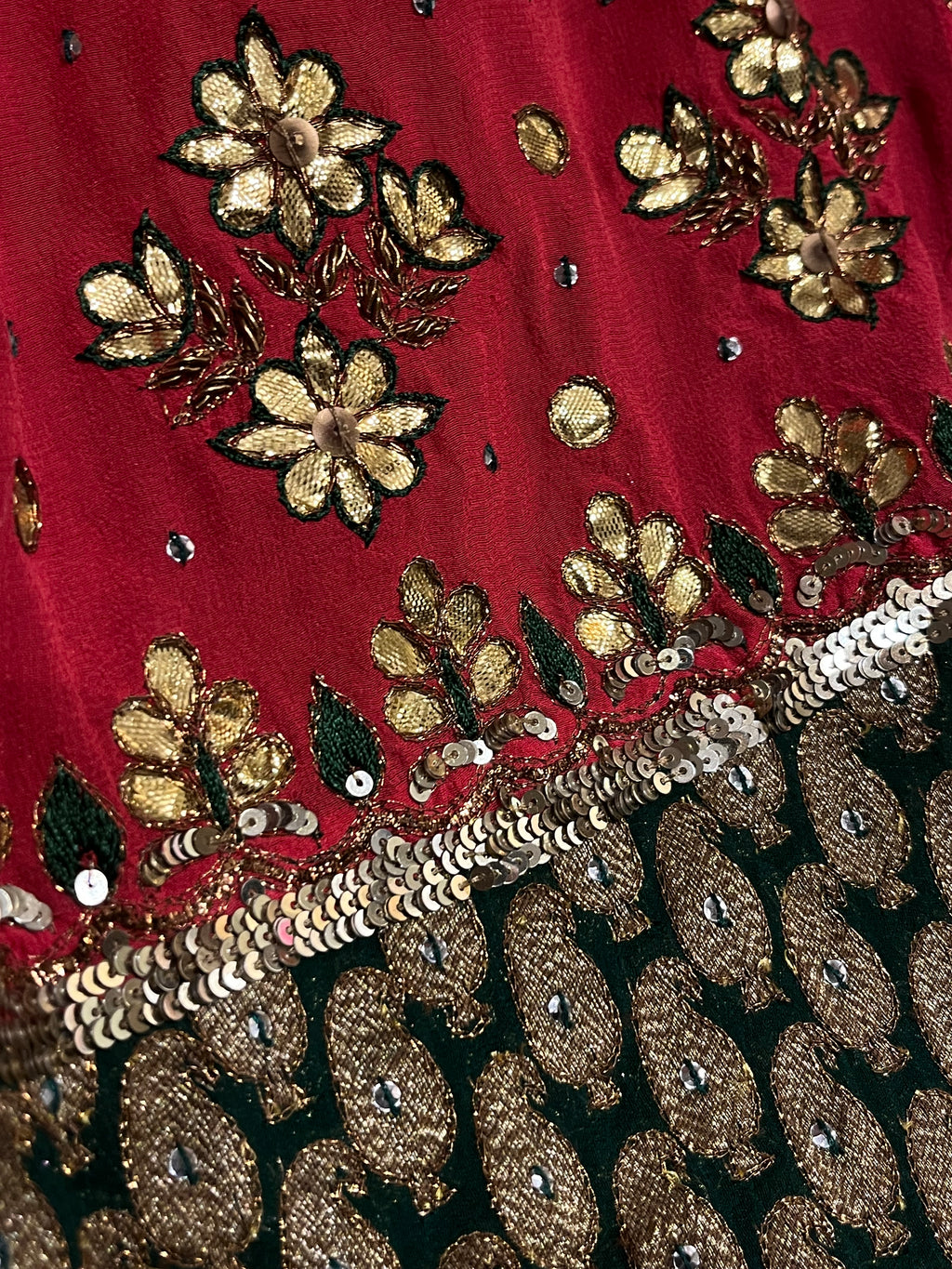 Georgette and Brocade Lehenga Set