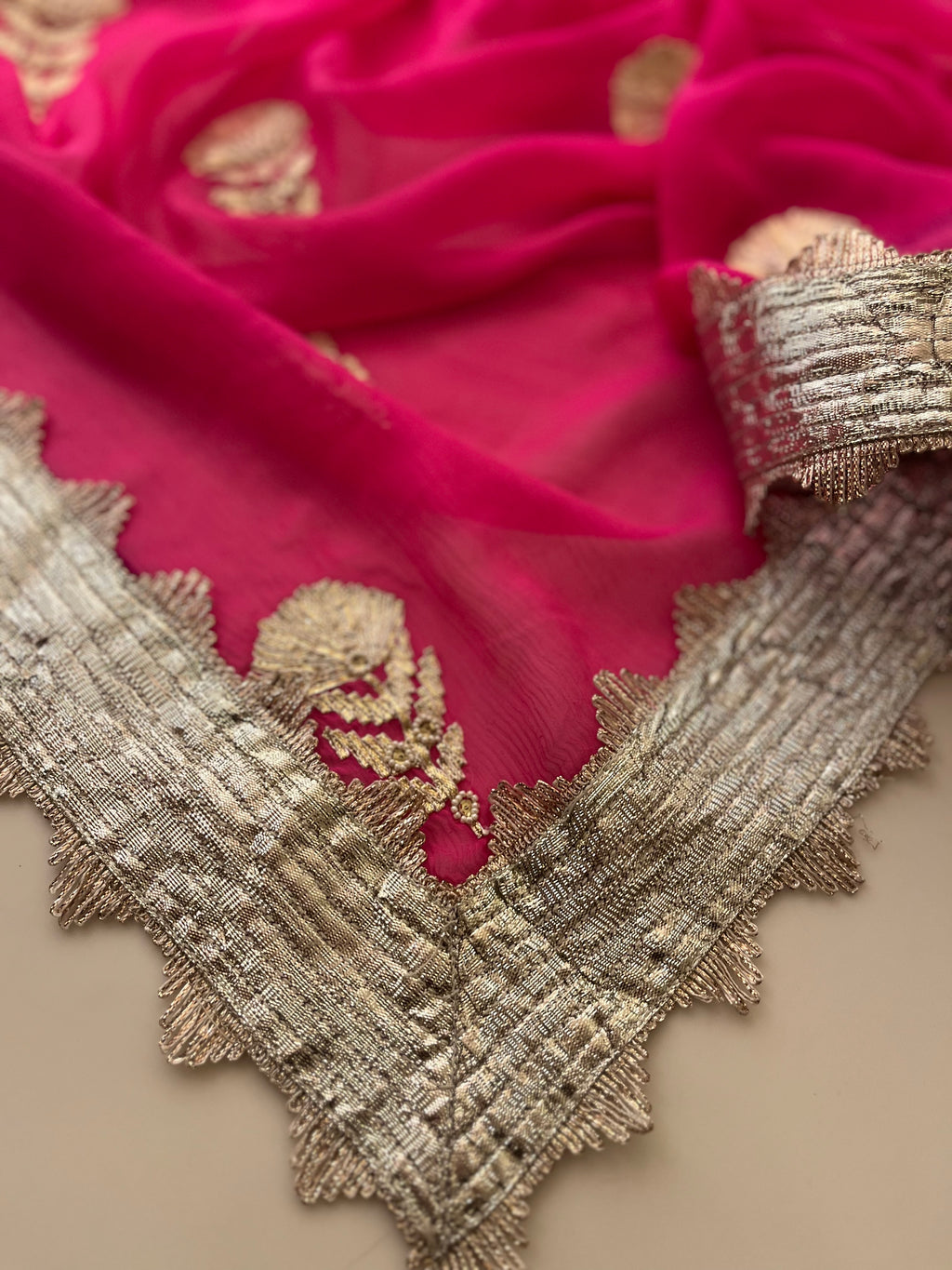 Hot Pink Georgette Saree