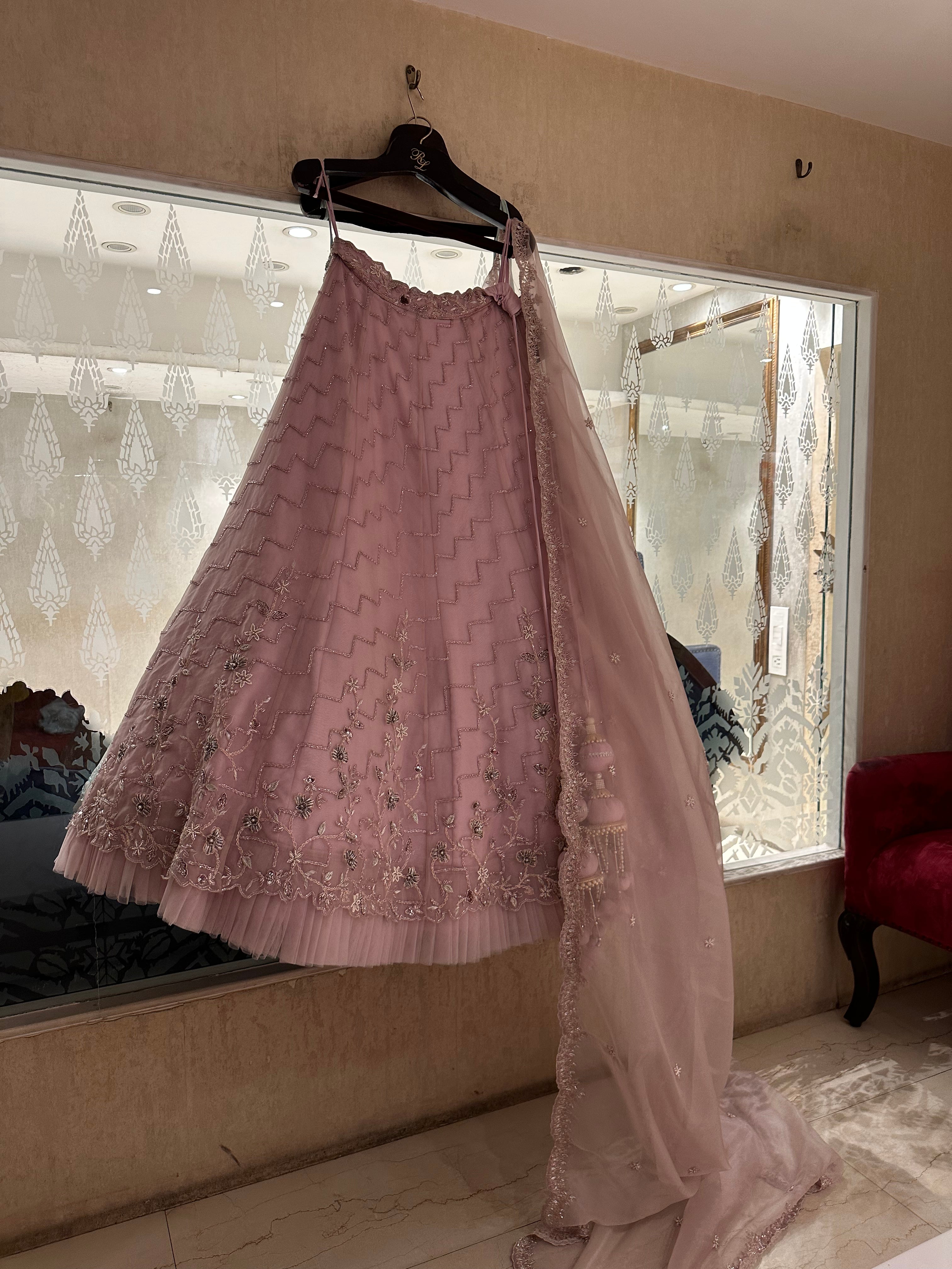 Glitz and Glam Handwork Organza lehenga