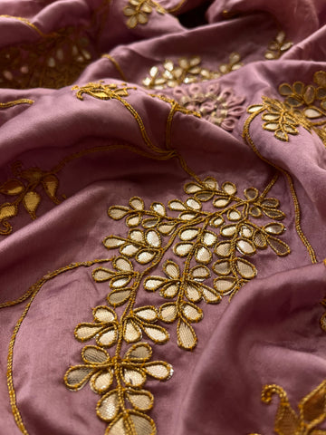 Mauve Pink Heavy Silk saree