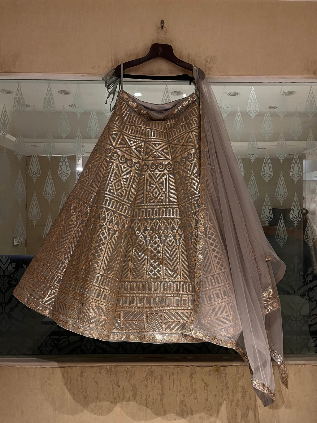 Marble Grey organza lehenga set