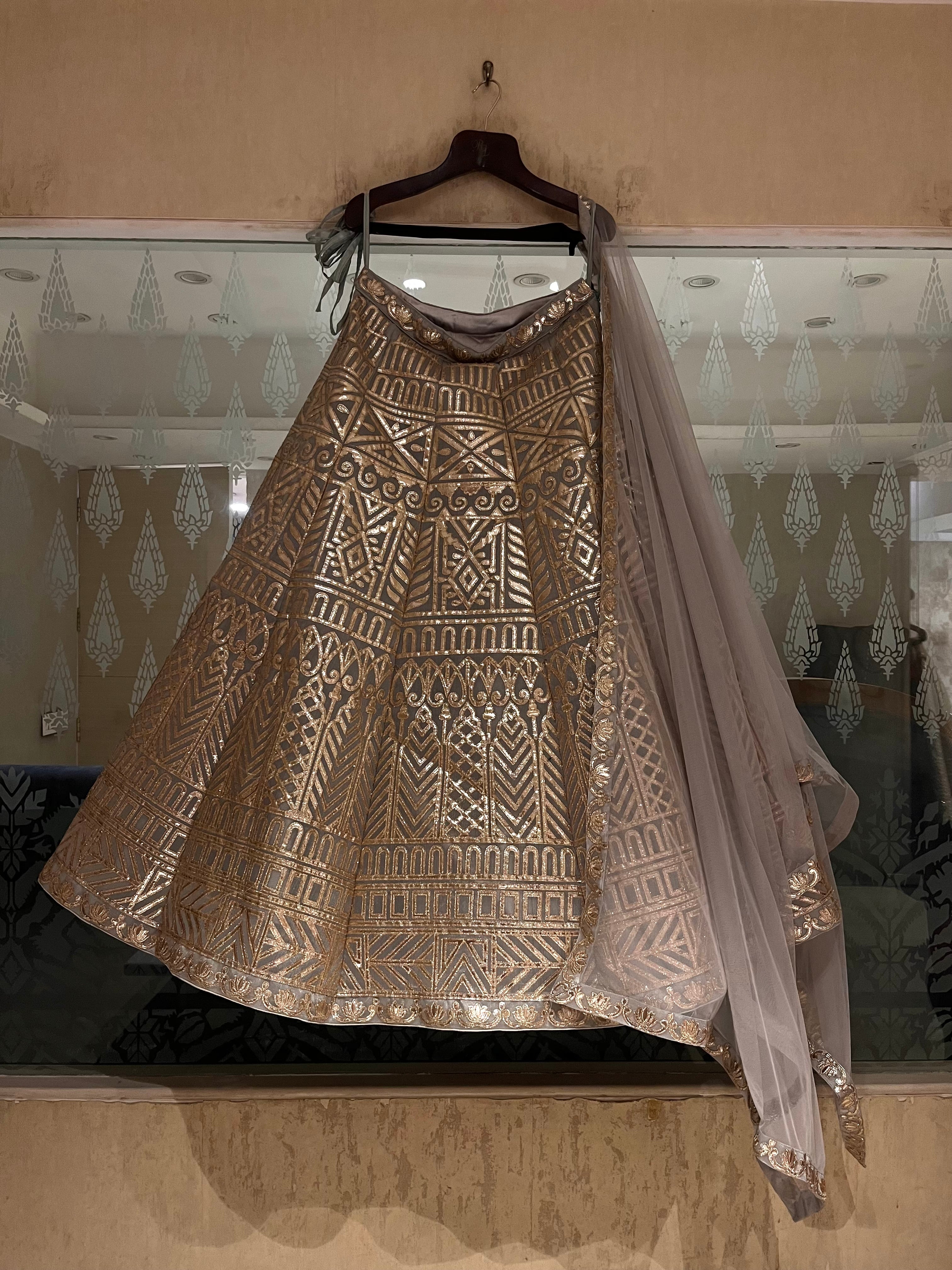 Marble Grey organza lehenga set