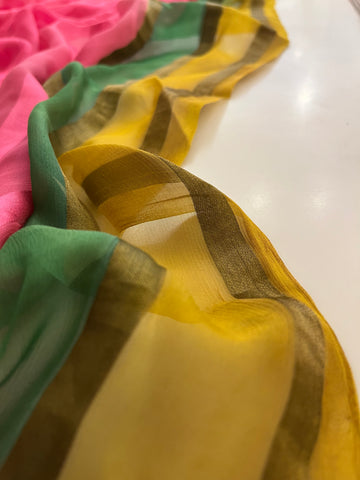 multicoloured Pure chiffon saree